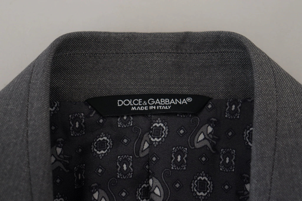 Dolce & Gabbana Gray Wool Silk Slim Fit Jacket Blazer by Dolce & Gabbana