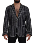 Dolce & Gabbana Blue Striped Silk Pajama Shirt Jacket by Dolce & Gabbana