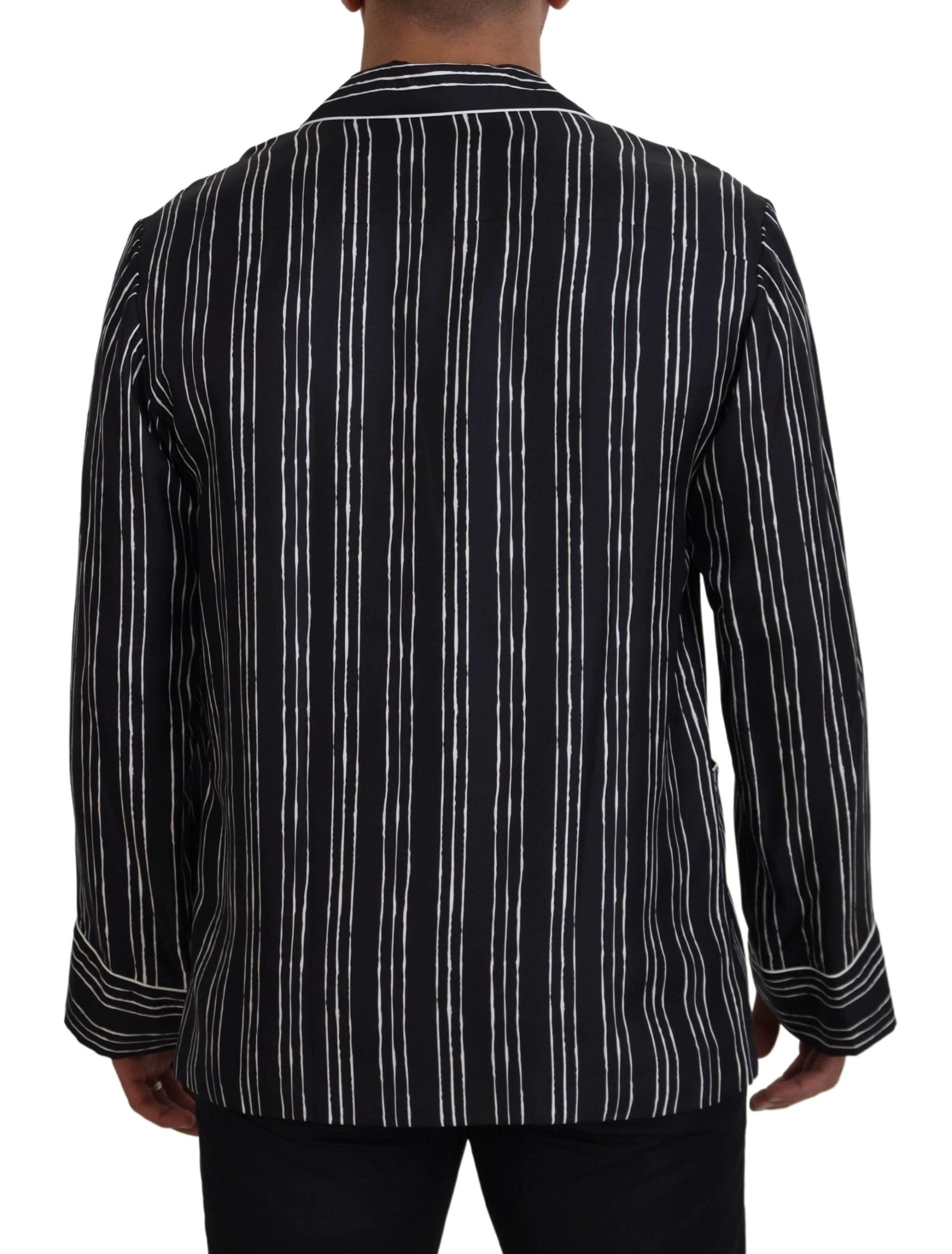 Dolce & Gabbana Blue Striped Silk Pajama Shirt Jacket by Dolce & Gabbana