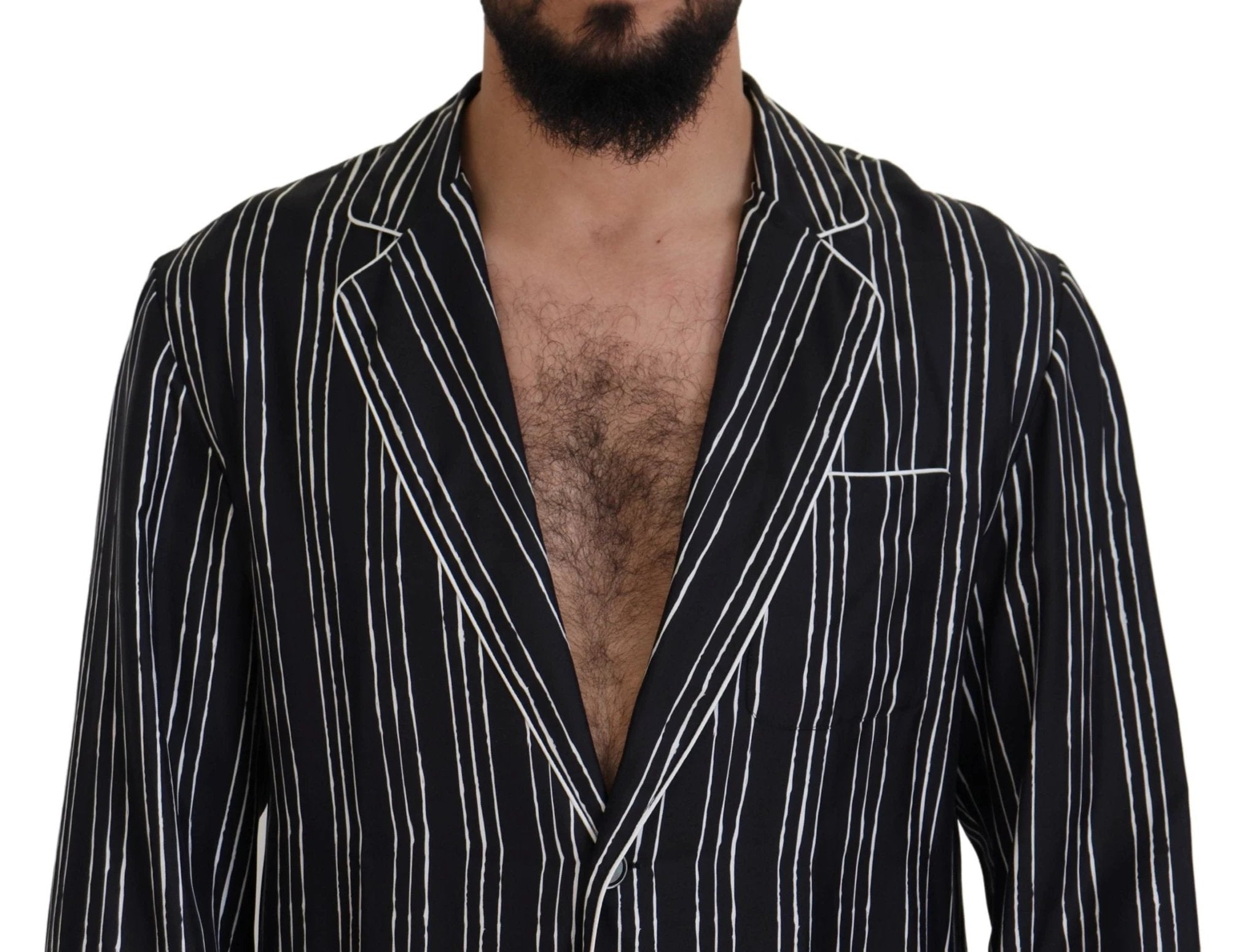 Dolce & Gabbana Blue Striped Silk Pajama Shirt Jacket by Dolce & Gabbana