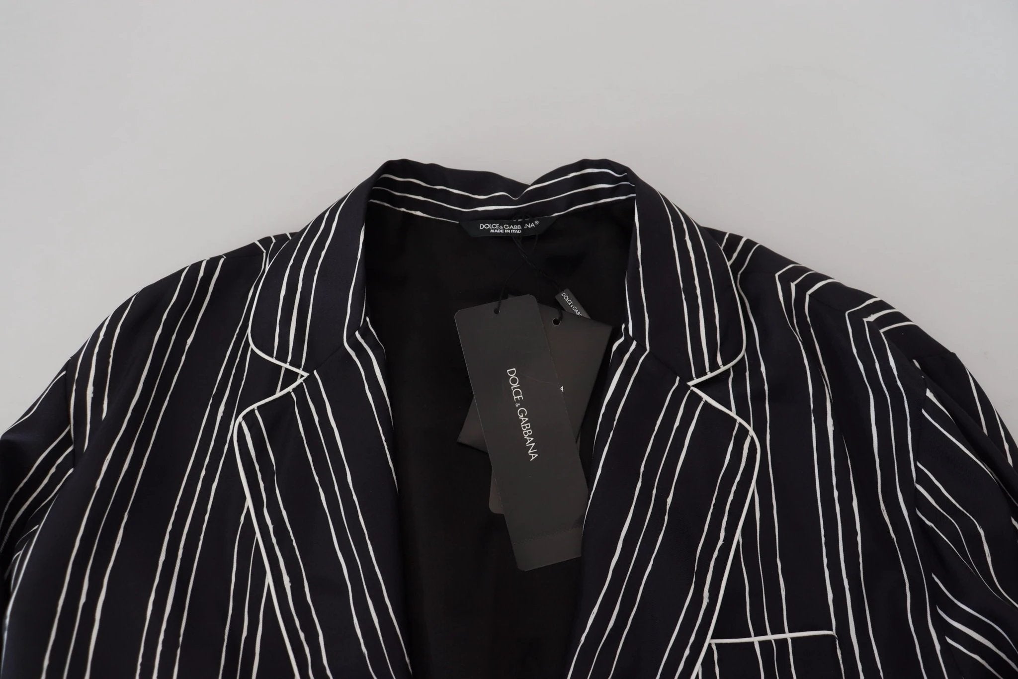 Dolce & Gabbana Blue Striped Silk Pajama Shirt Jacket by Dolce & Gabbana