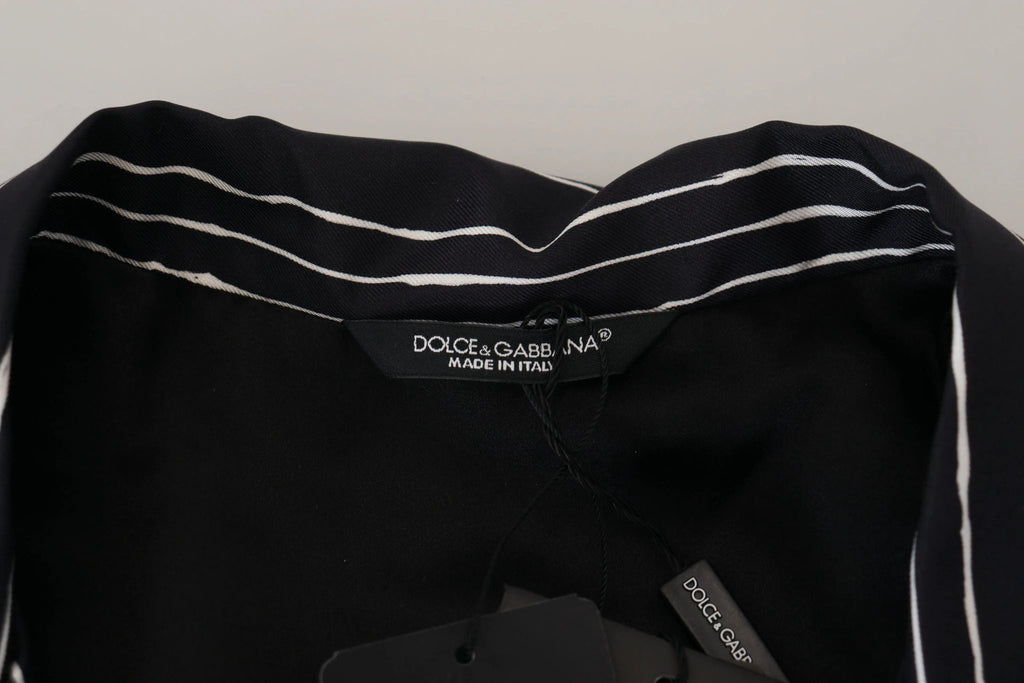 Dolce & Gabbana Blue Striped Silk Pajama Shirt Jacket by Dolce & Gabbana