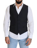 Dolce & Gabbana Black Wool Stretch Waistcoat Formal Vest by Dolce & Gabbana