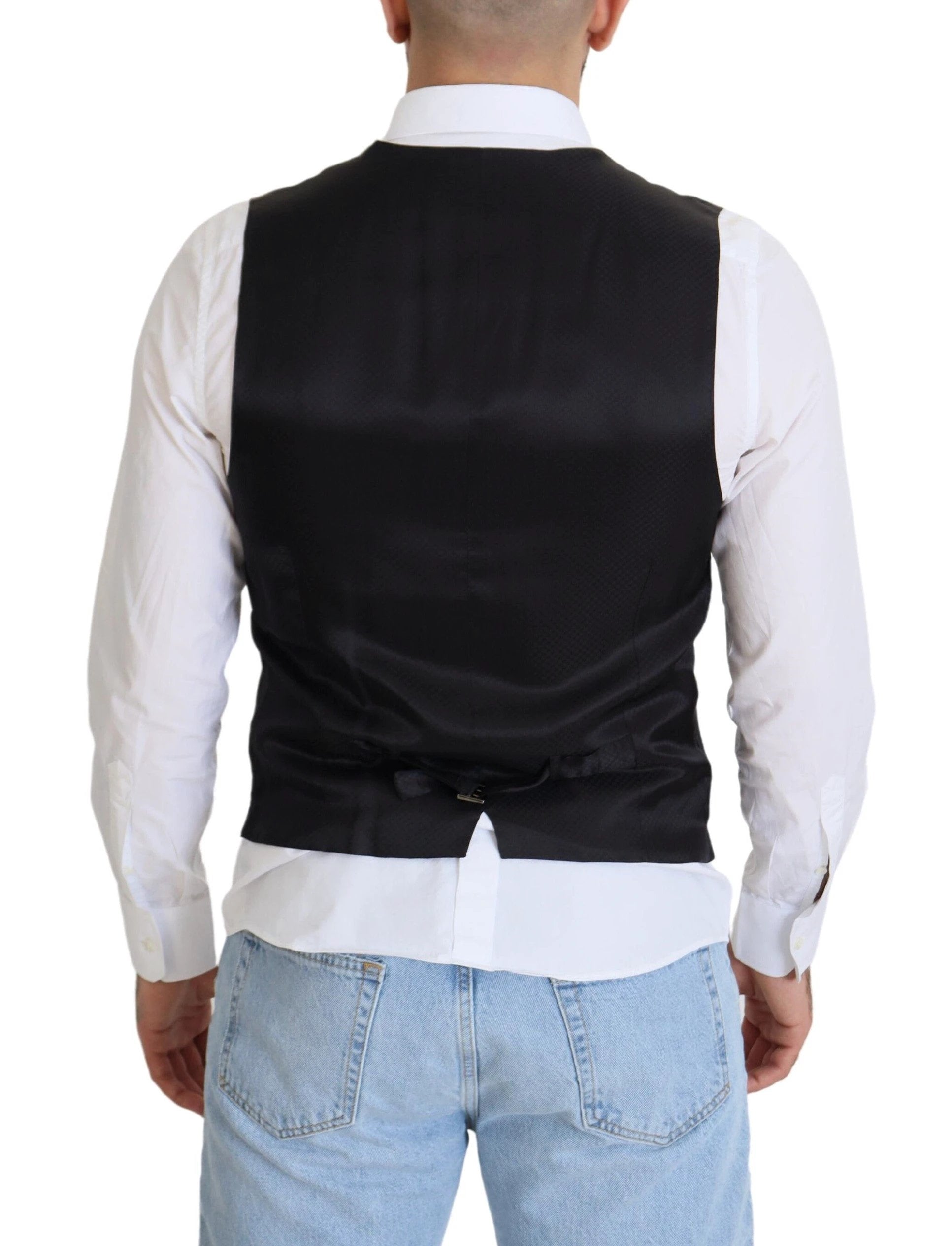 Dolce & Gabbana Black Wool Stretch Waistcoat Formal Vest by Dolce & Gabbana