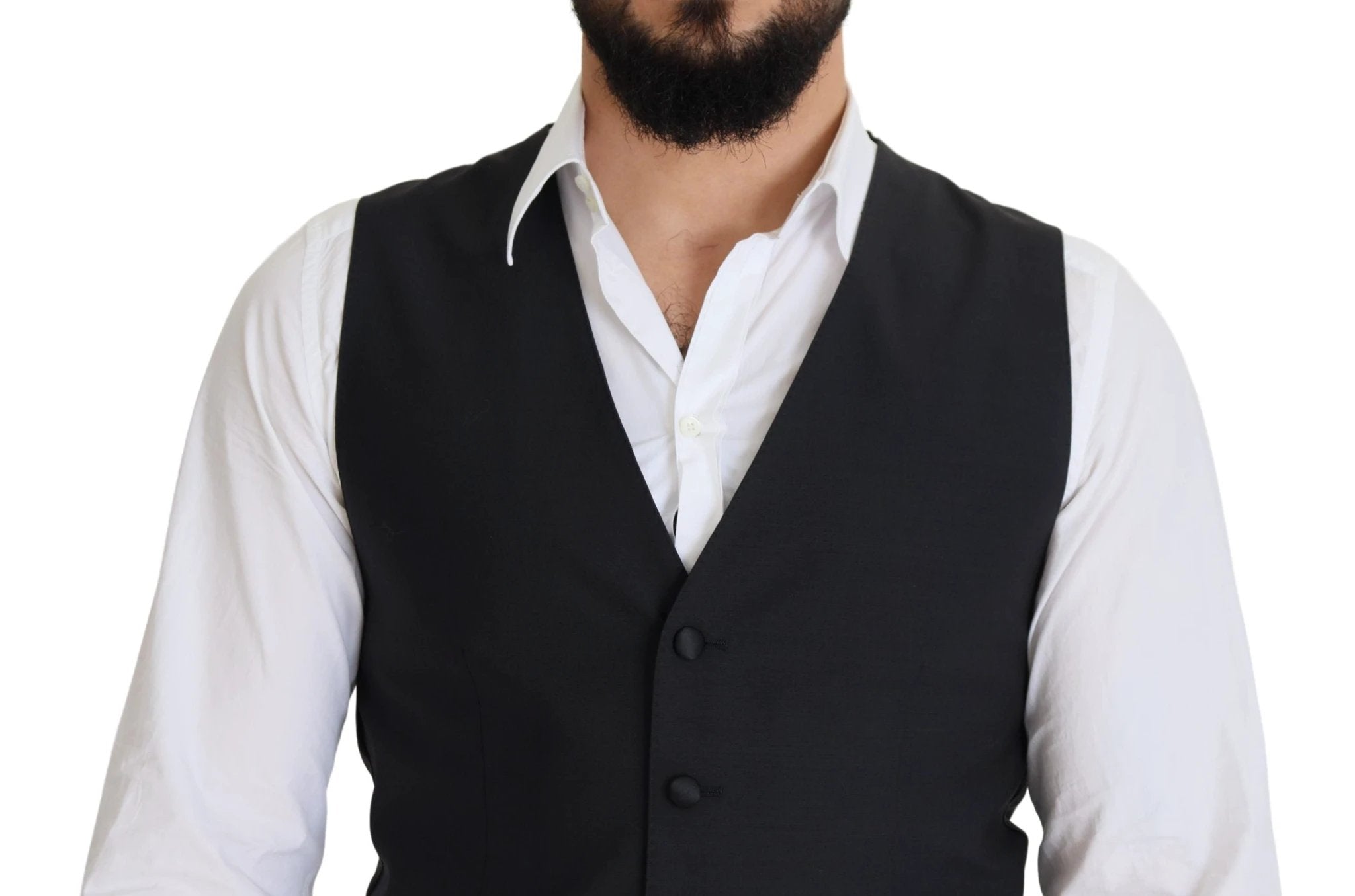 Dolce & Gabbana Black Wool Stretch Waistcoat Formal Vest by Dolce & Gabbana