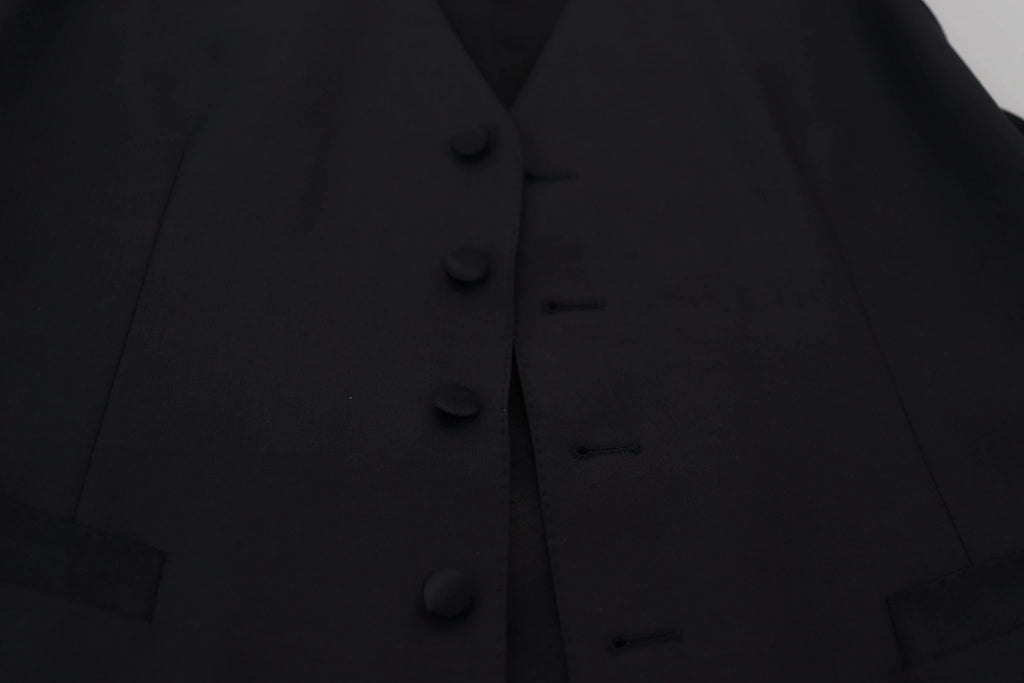 Dolce & Gabbana Black Wool Stretch Waistcoat Formal Vest by Dolce & Gabbana