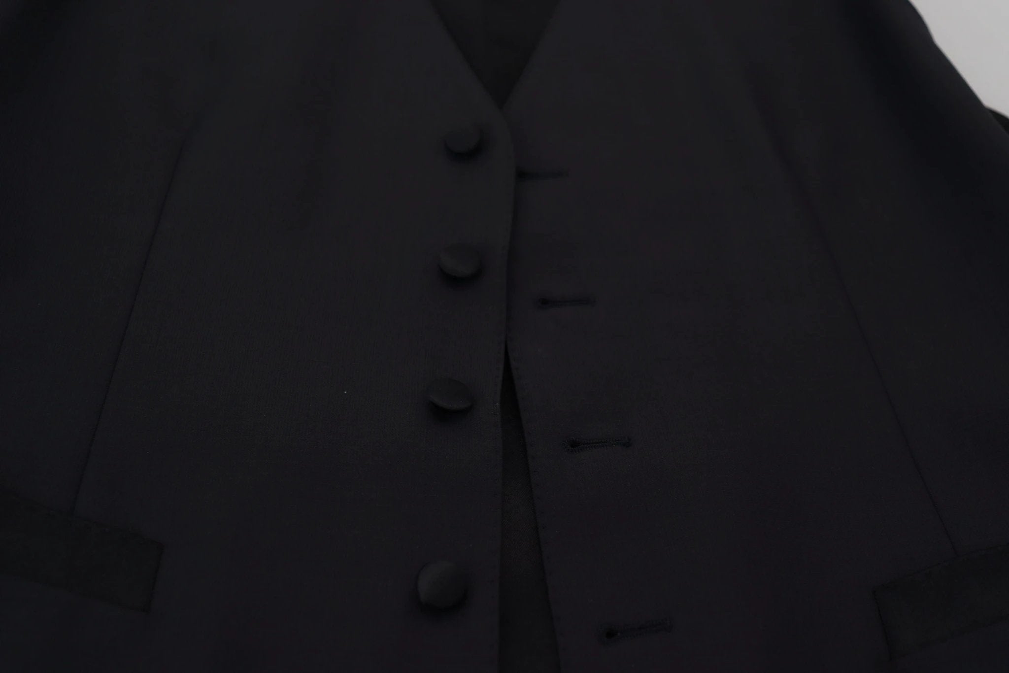 Dolce & Gabbana Black Wool Stretch Waistcoat Formal Vest by Dolce & Gabbana