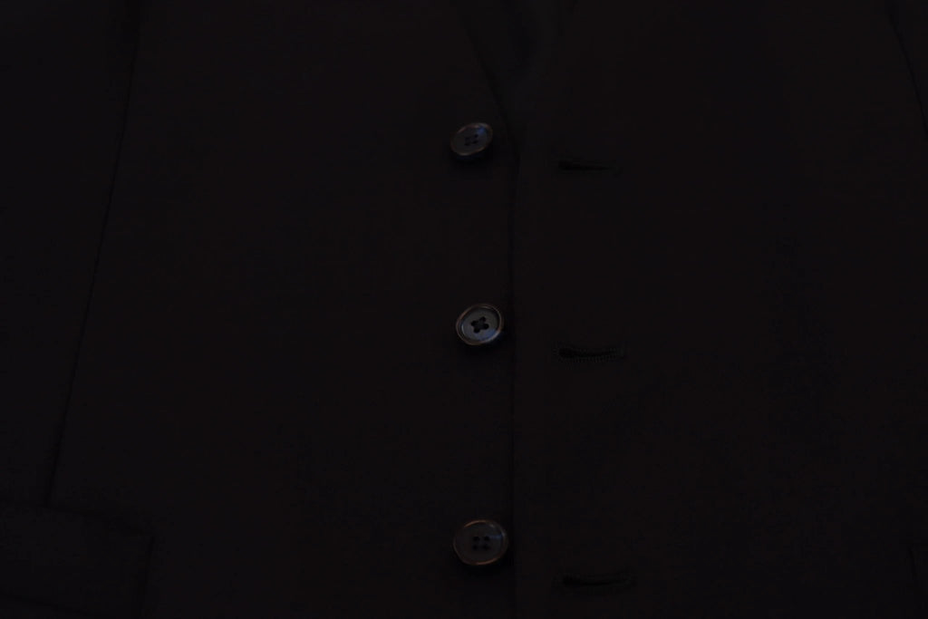 Dolce & Gabbana Dark Blue Wool Stretch Waistcoat Formal Vest by Dolce & Gabbana