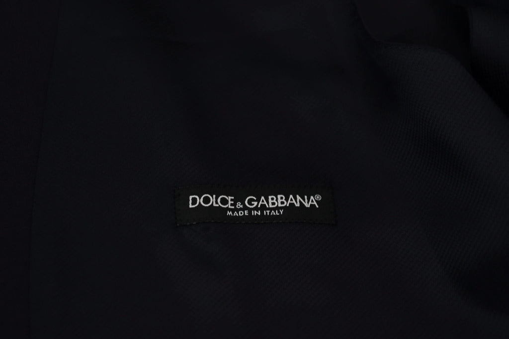 Dolce & Gabbana Dark Blue Wool Stretch Waistcoat Formal Vest by Dolce & Gabbana