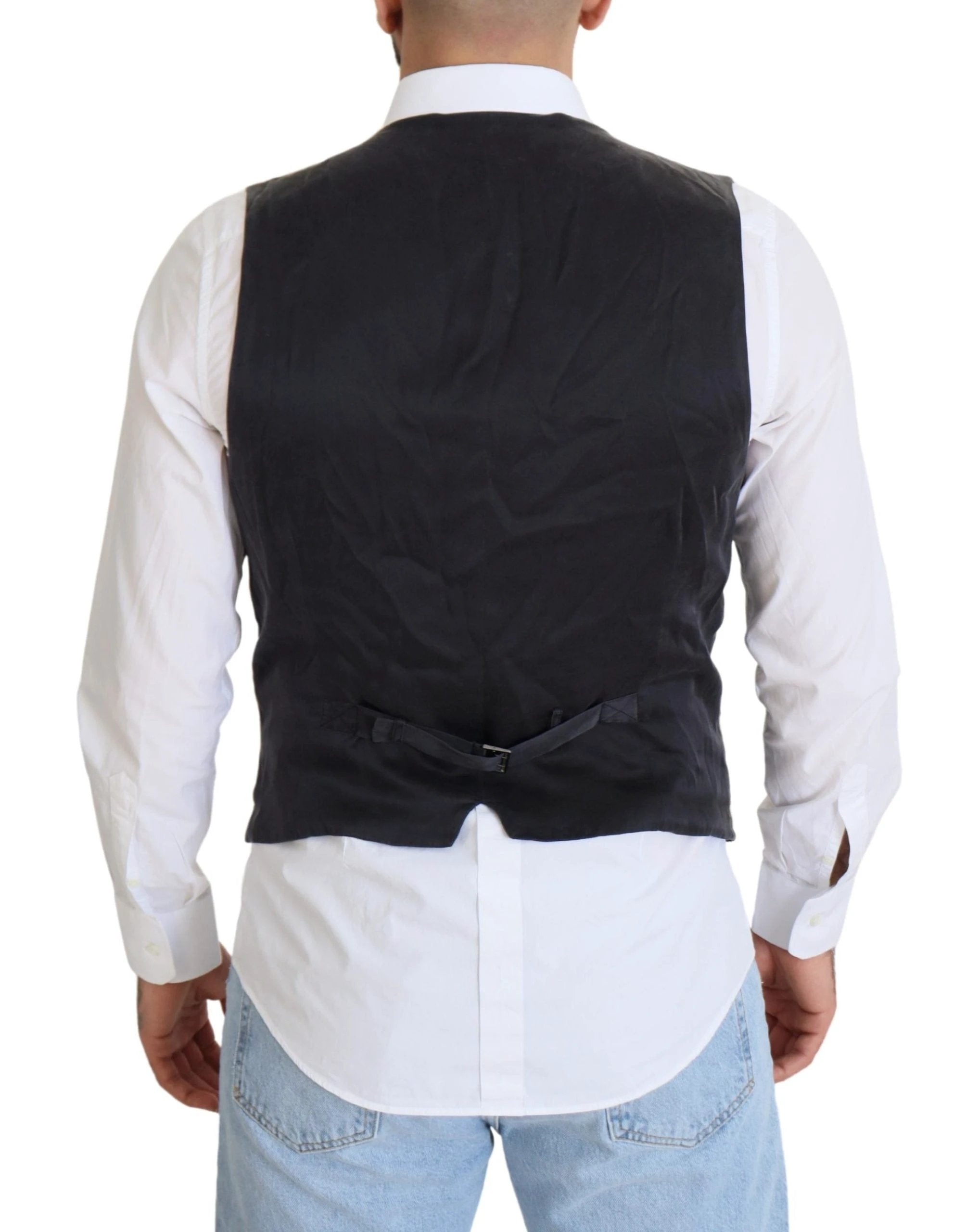 Dolce & Gabbana Black Cotton Double Breasted Waistcoat Vest by Dolce & Gabbana