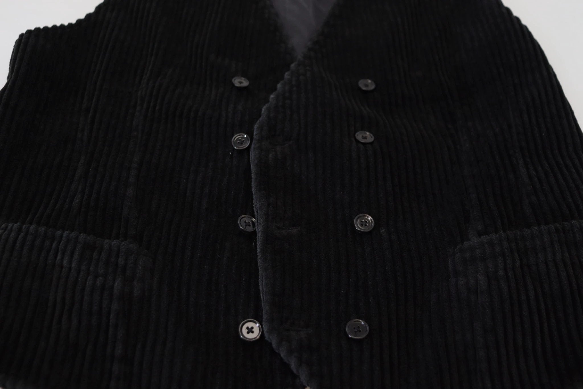 Dolce & Gabbana Black Cotton Double Breasted Waistcoat Vest by Dolce & Gabbana