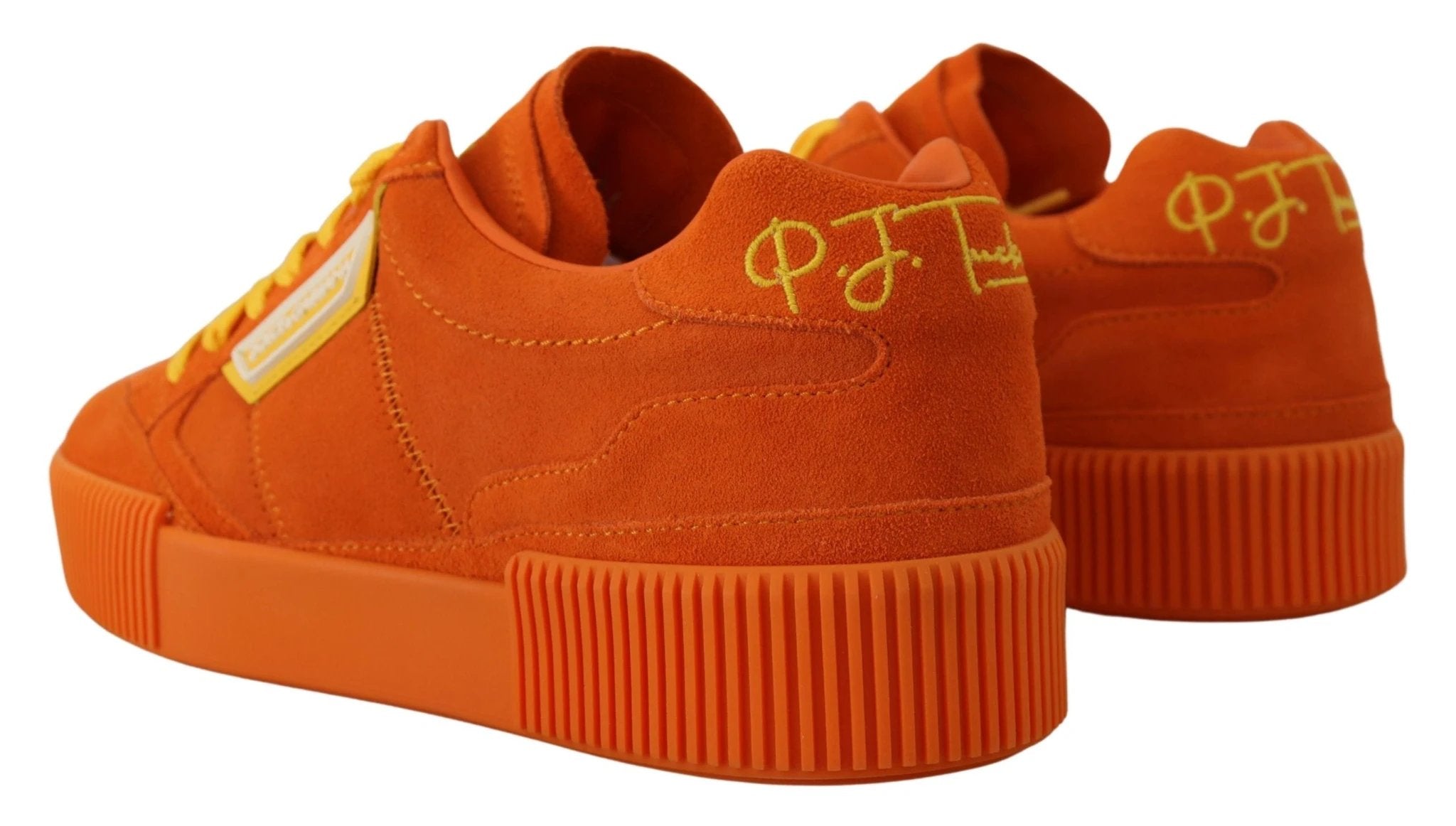 Dolce & Gabbana Orange Leather P.j. Tucker Sneakers Shoes by Dolce & Gabbana