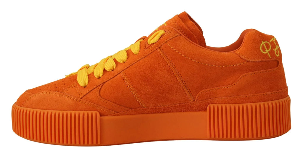 Dolce & Gabbana Orange Leather P.j. Tucker Sneakers Shoes by Dolce & Gabbana