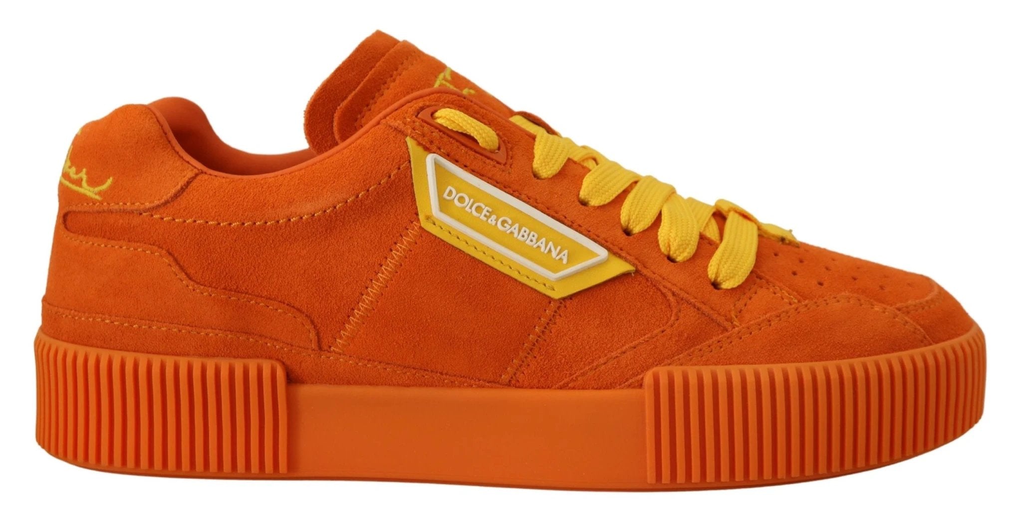 Dolce & Gabbana Orange Leather P.j. Tucker Sneakers Shoes by Dolce & Gabbana