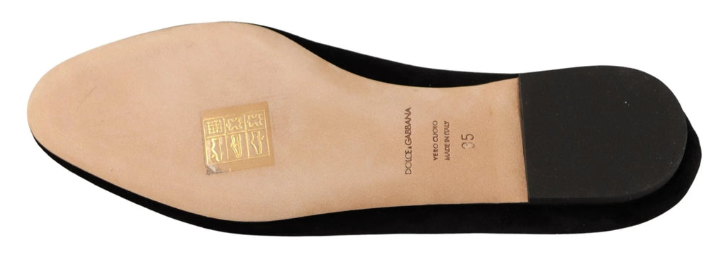 Dolce & Gabbana Black DG Sacred Heart Patch Slip On Flat Shoes by Dolce & Gabbana