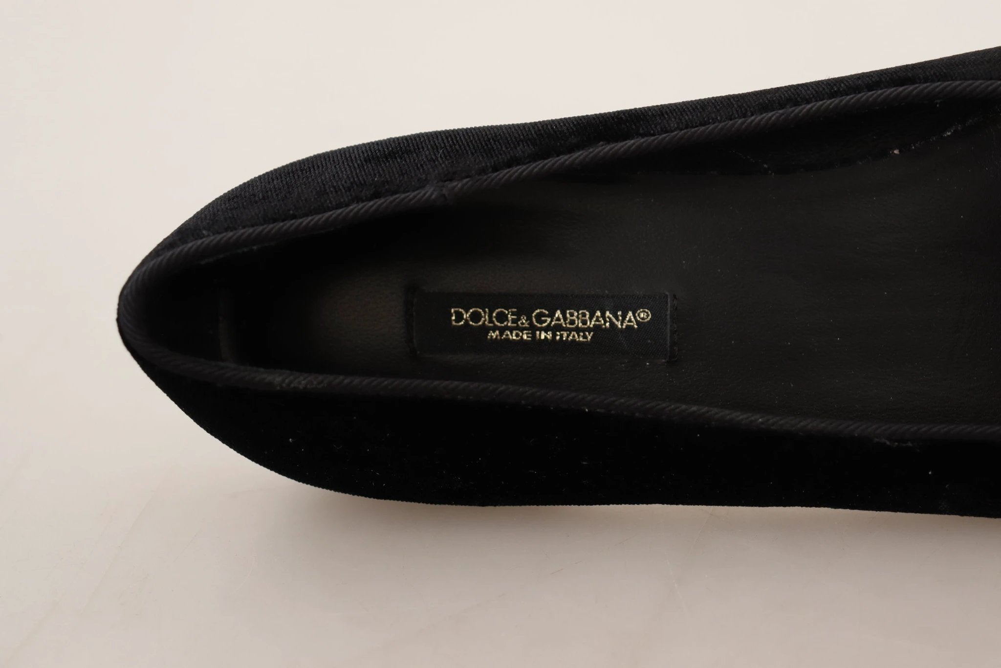 Dolce & Gabbana Black DG Sacred Heart Patch Slip On Flat Shoes by Dolce & Gabbana