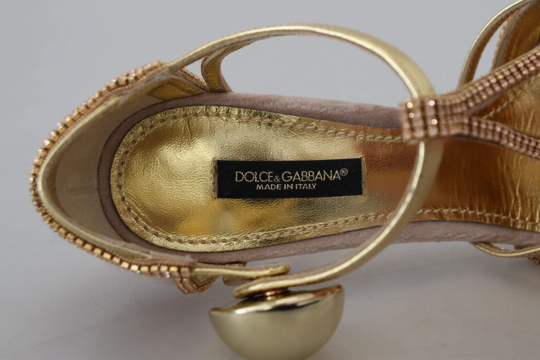 Dolce & Gabbana Pink Crystal T-strap Heels Pumps Shoes by Dolce & Gabbana