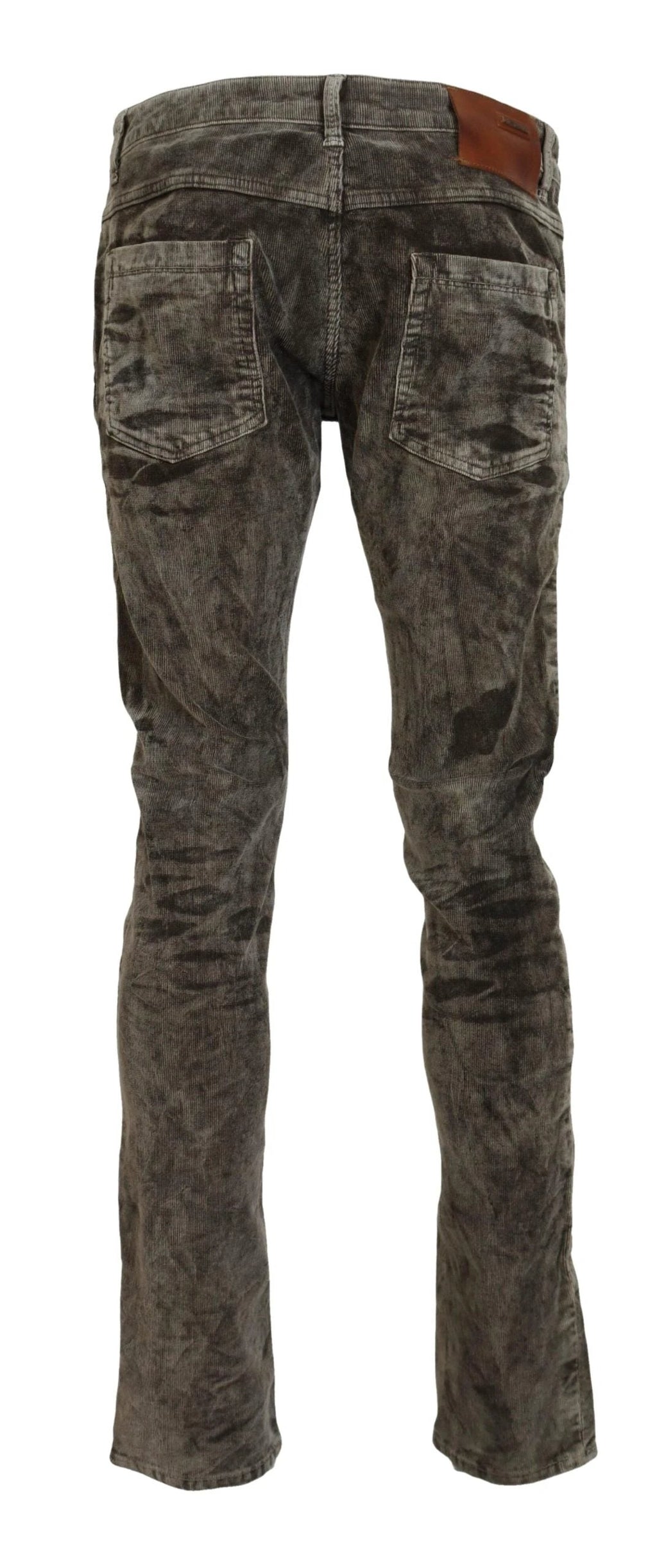 Jean Acht en velours côtelé de coton délavé gris, coupe slim, pour homme