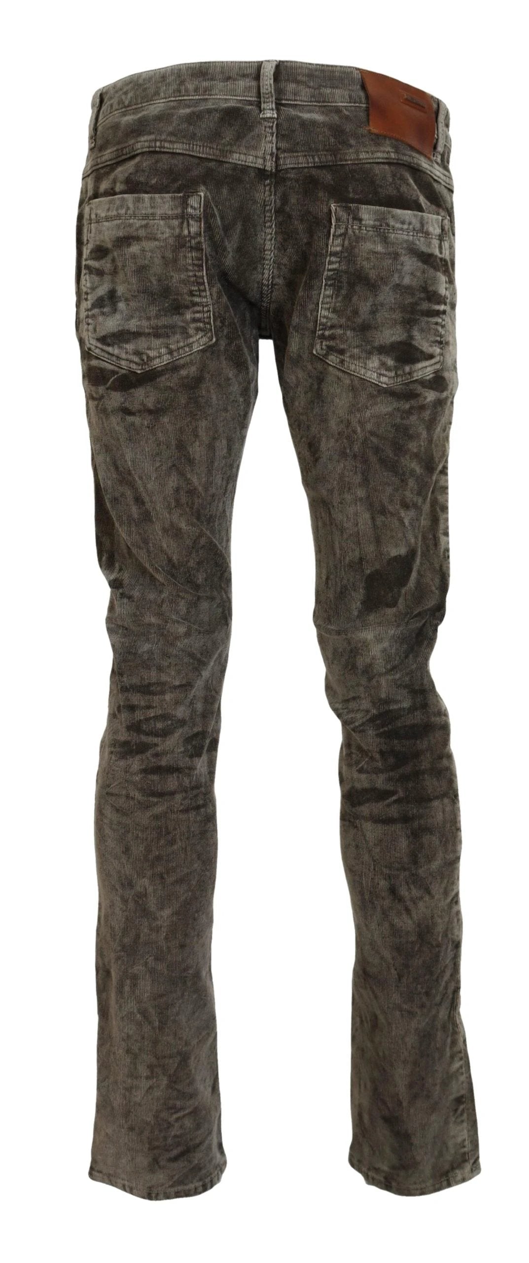 Jean Acht en velours côtelé de coton délavé gris, coupe slim, pour homme