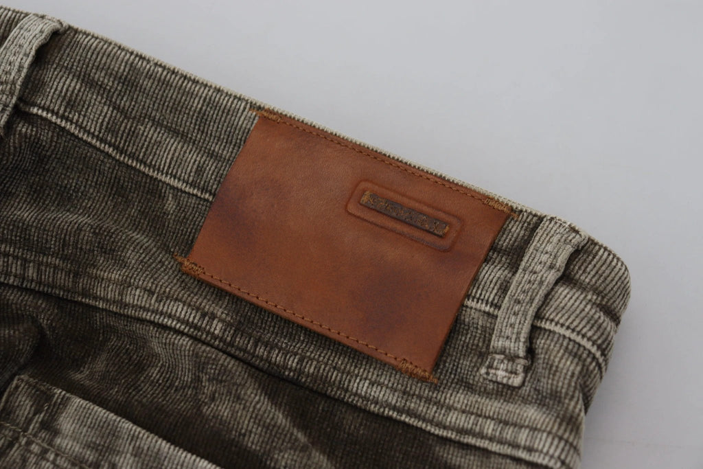 Jean Acht en velours côtelé de coton délavé gris, coupe slim, pour homme