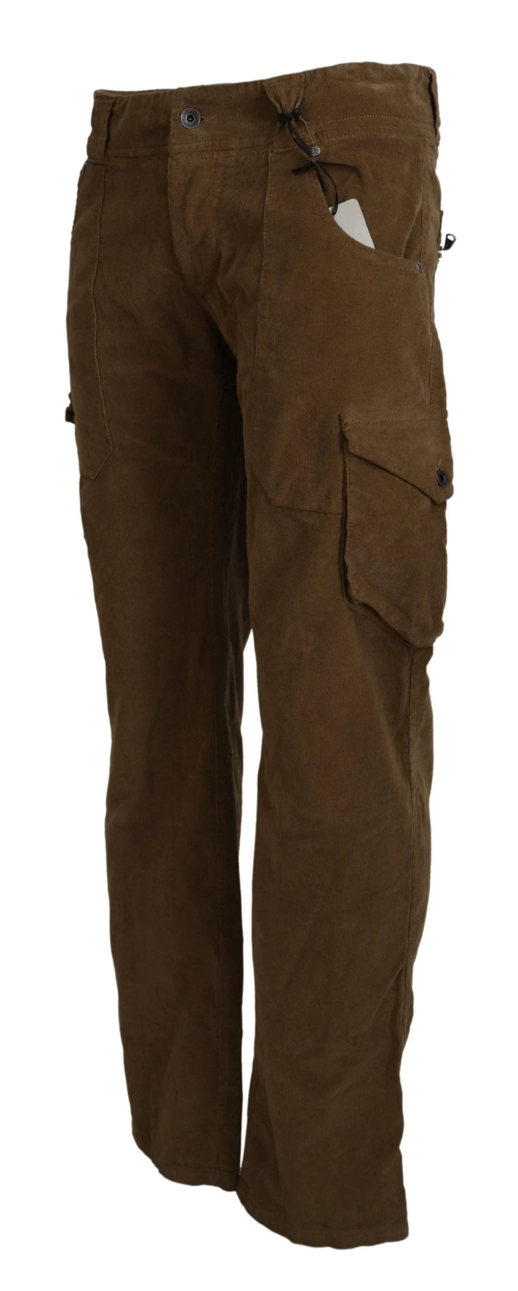 Ermanno Scervino Brown Cotton Corduroy Cargo Pants by Ermanno Scervino