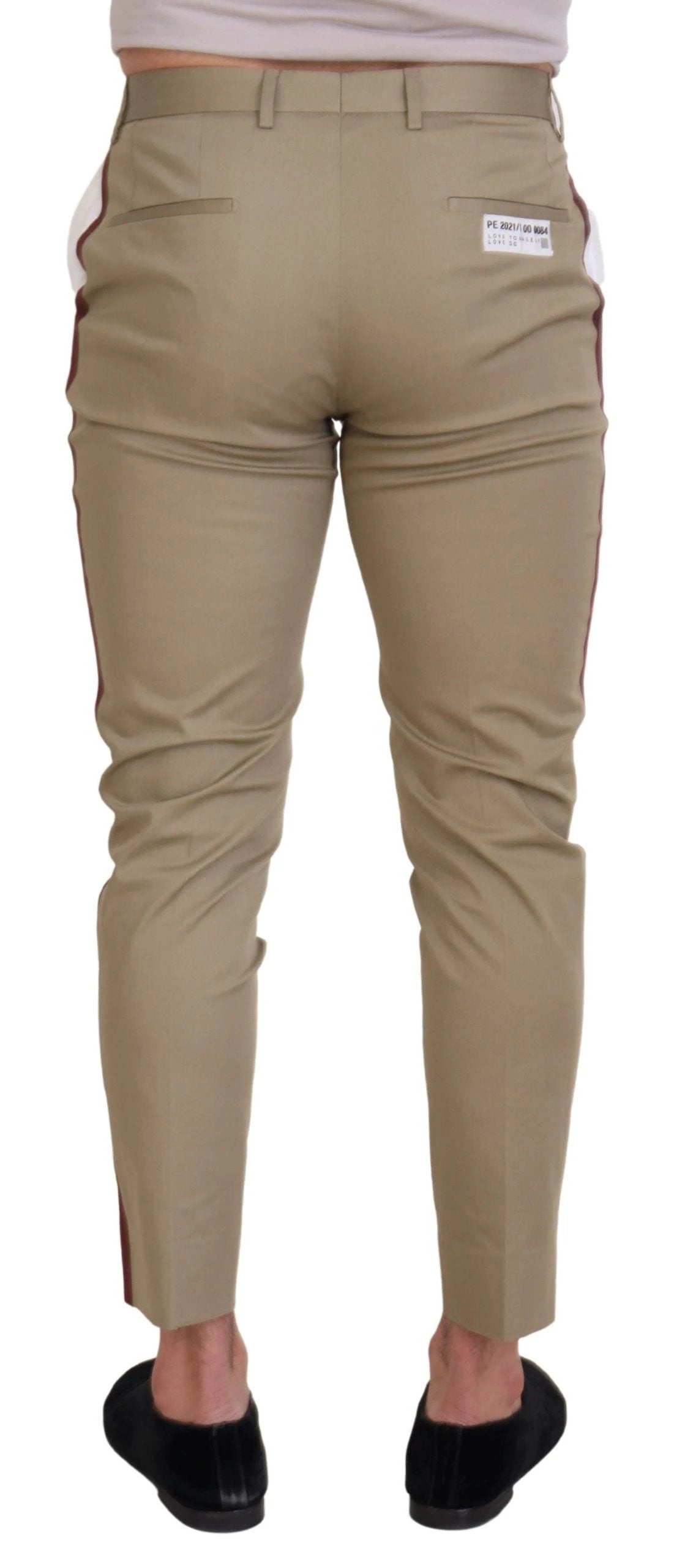 Dolce & Gabbana White Brown Slim Fit Chino Pants by Dolce & Gabbana