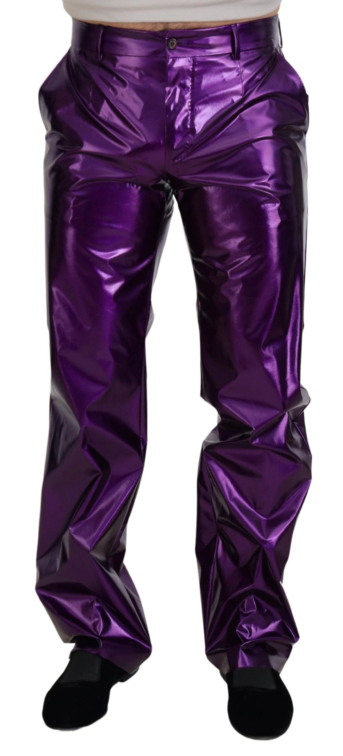 Dolce & Gabbana Purple Shining Men Casual Pants by Dolce & Gabbana
