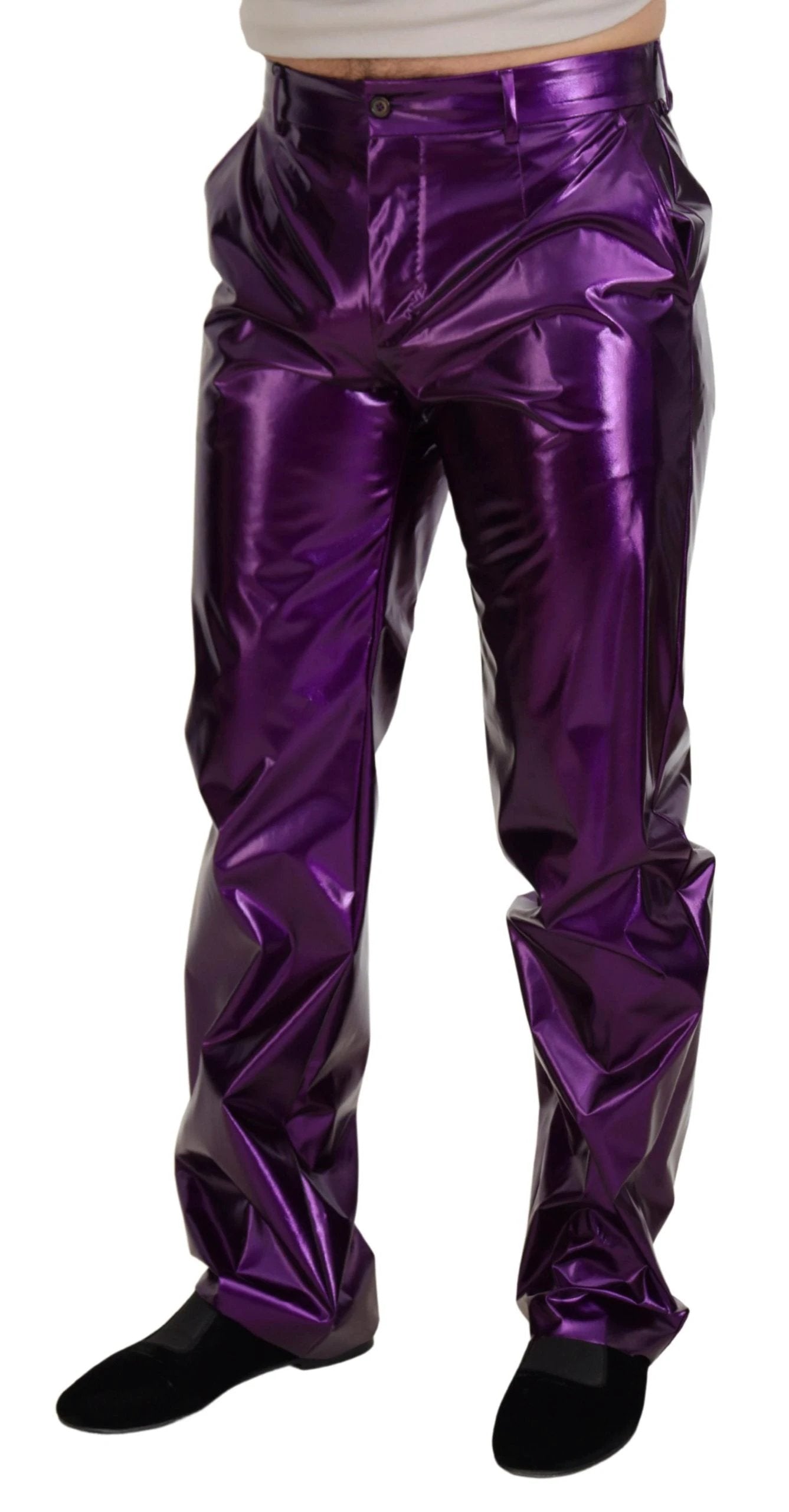 Dolce & Gabbana Purple Shining Men Casual Pants by Dolce & Gabbana