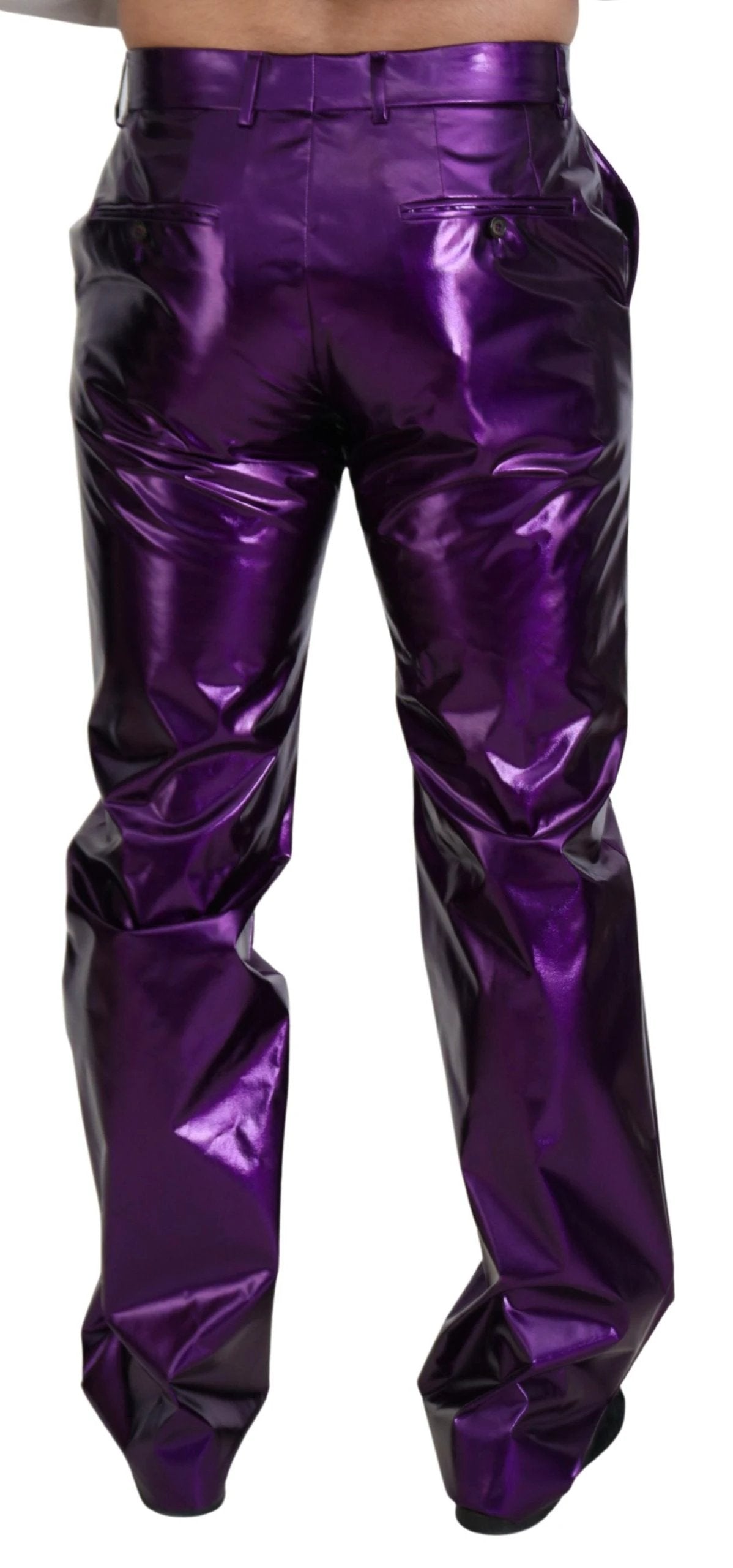 Dolce & Gabbana Purple Shining Men Casual Pants by Dolce & Gabbana