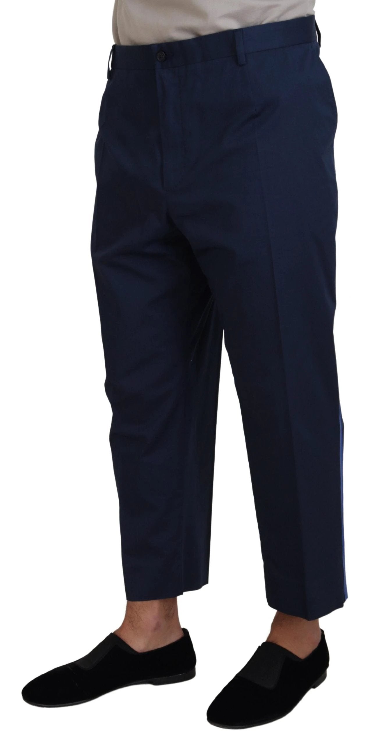 Dolce & Gabbana Blue Cotton Men Cropped Pants by Dolce & Gabbana