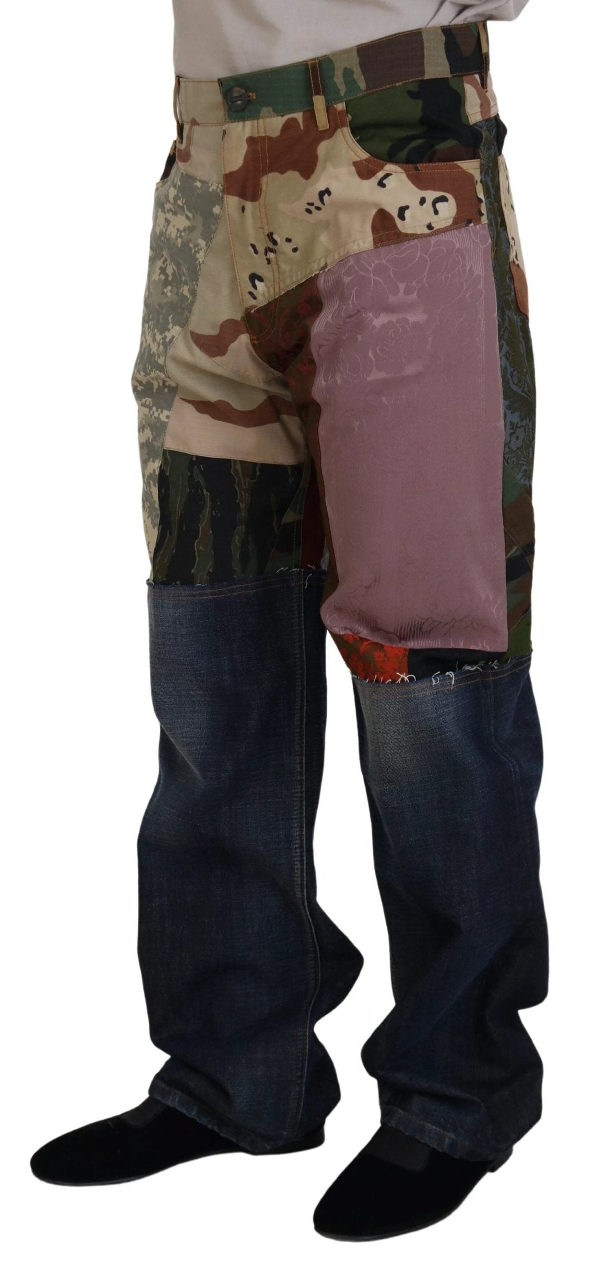 Dolce & Gabbana Multicolor Silk Patchwork Men Denim Jeans by Dolce & Gabbana