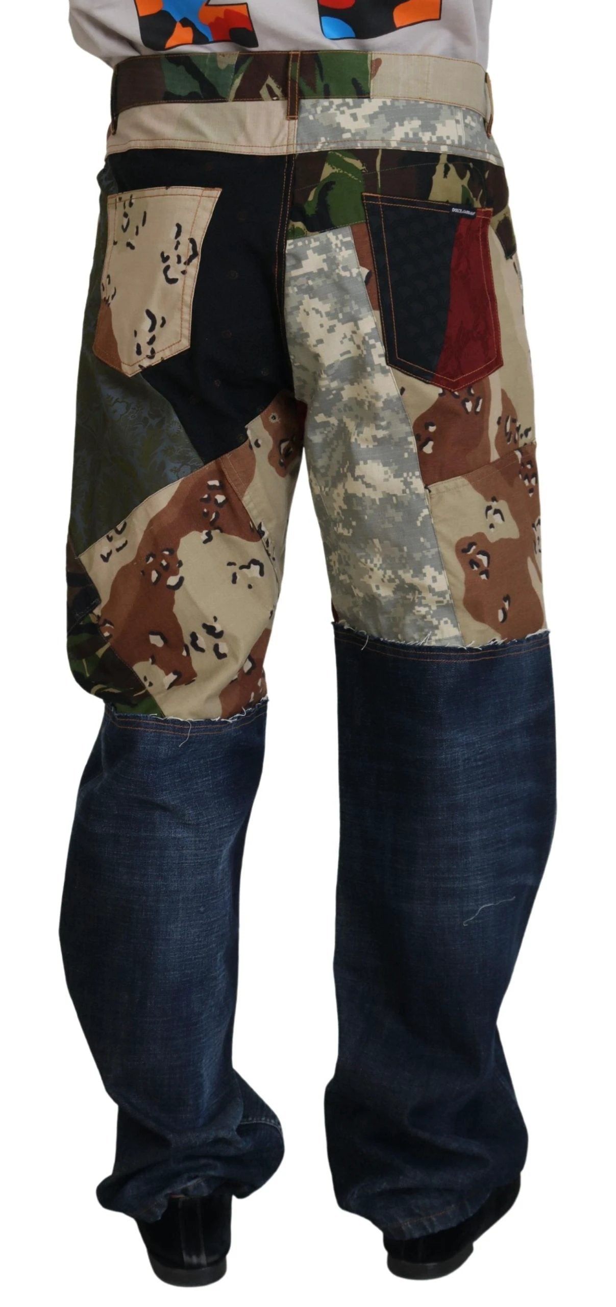 Dolce & Gabbana Multicolor Silk Patchwork Men Denim Jeans by Dolce & Gabbana