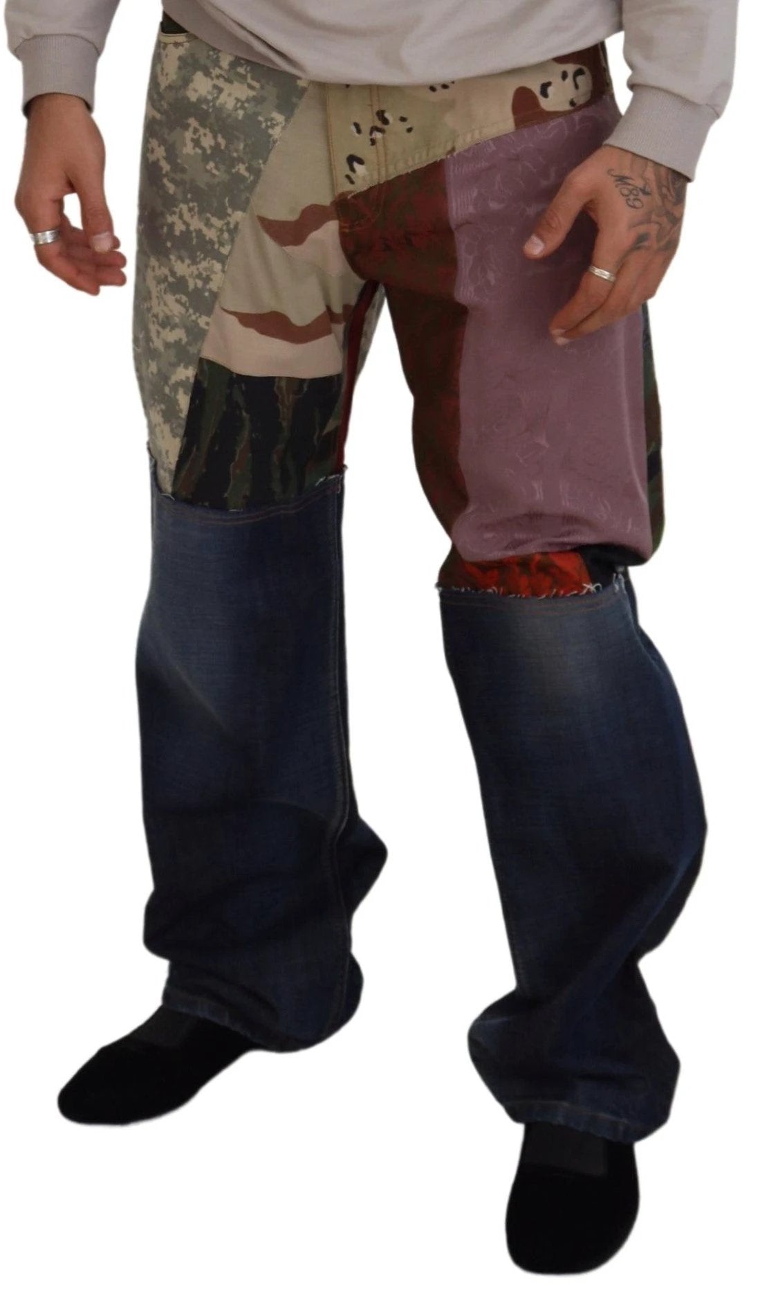 Dolce & Gabbana Multicolor Silk Patchwork Men Denim Jeans by Dolce & Gabbana