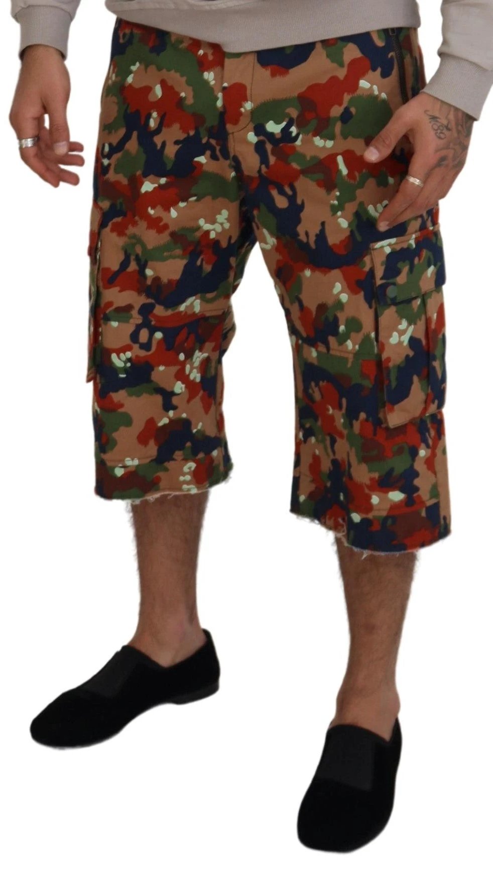 Dolce & Gabbana Multicolor Cotton Camouflaged Cargo Shorts by Dolce & Gabbana