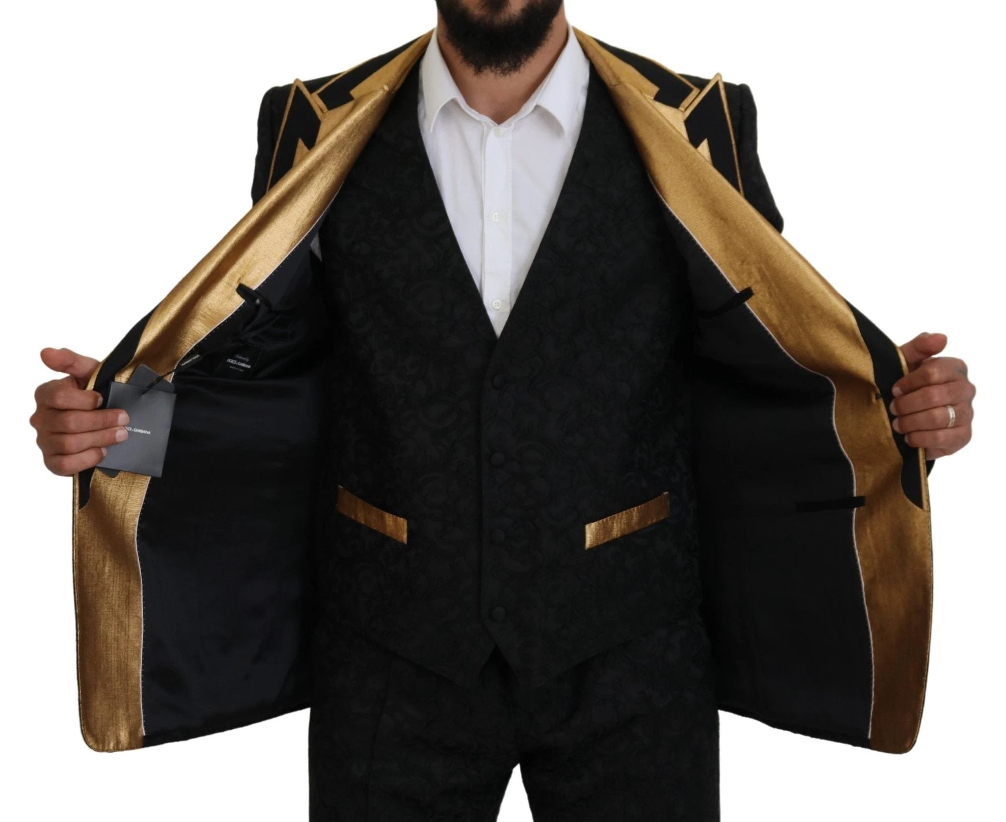 Dolce & Gabbana Black Gold Fantasy Tuxedo Slim Fit Suit by Dolce & Gabbana