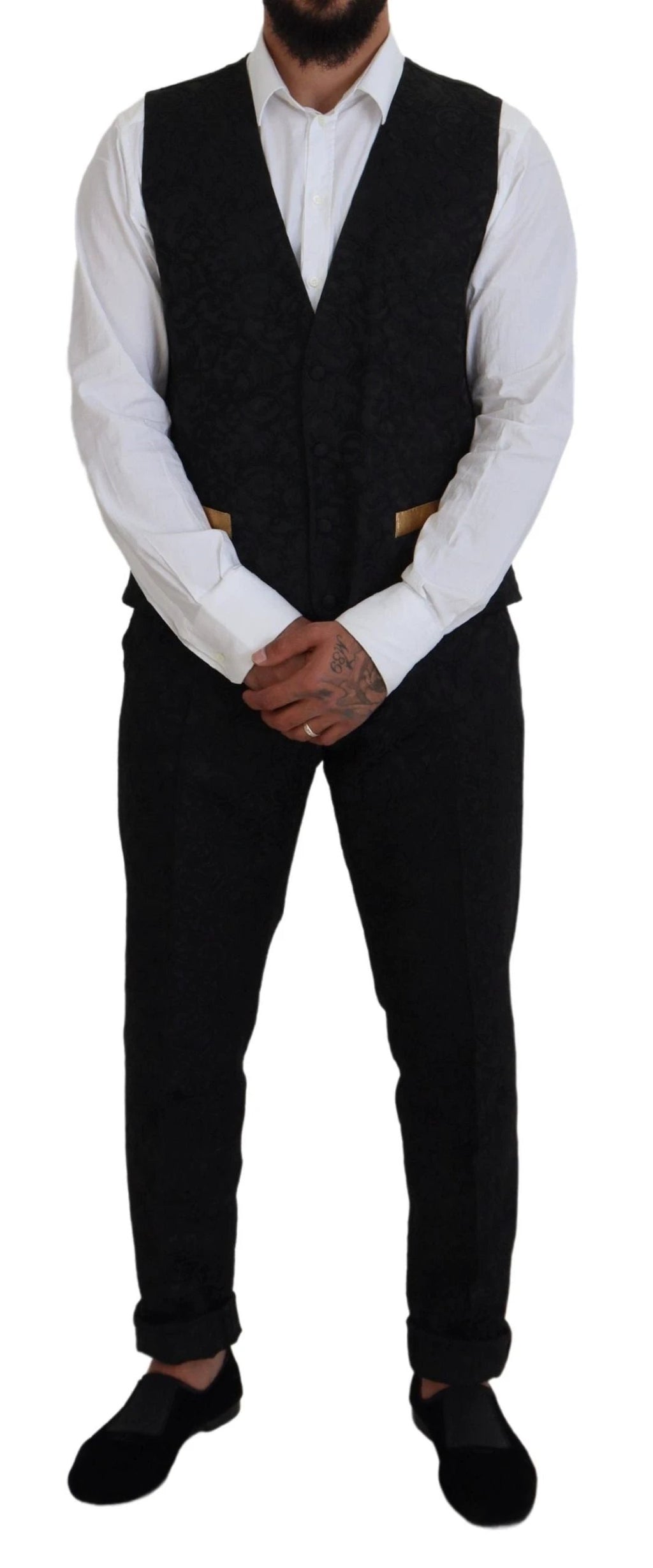 Dolce & Gabbana Black Gold Fantasy Tuxedo Slim Fit Suit by Dolce & Gabbana
