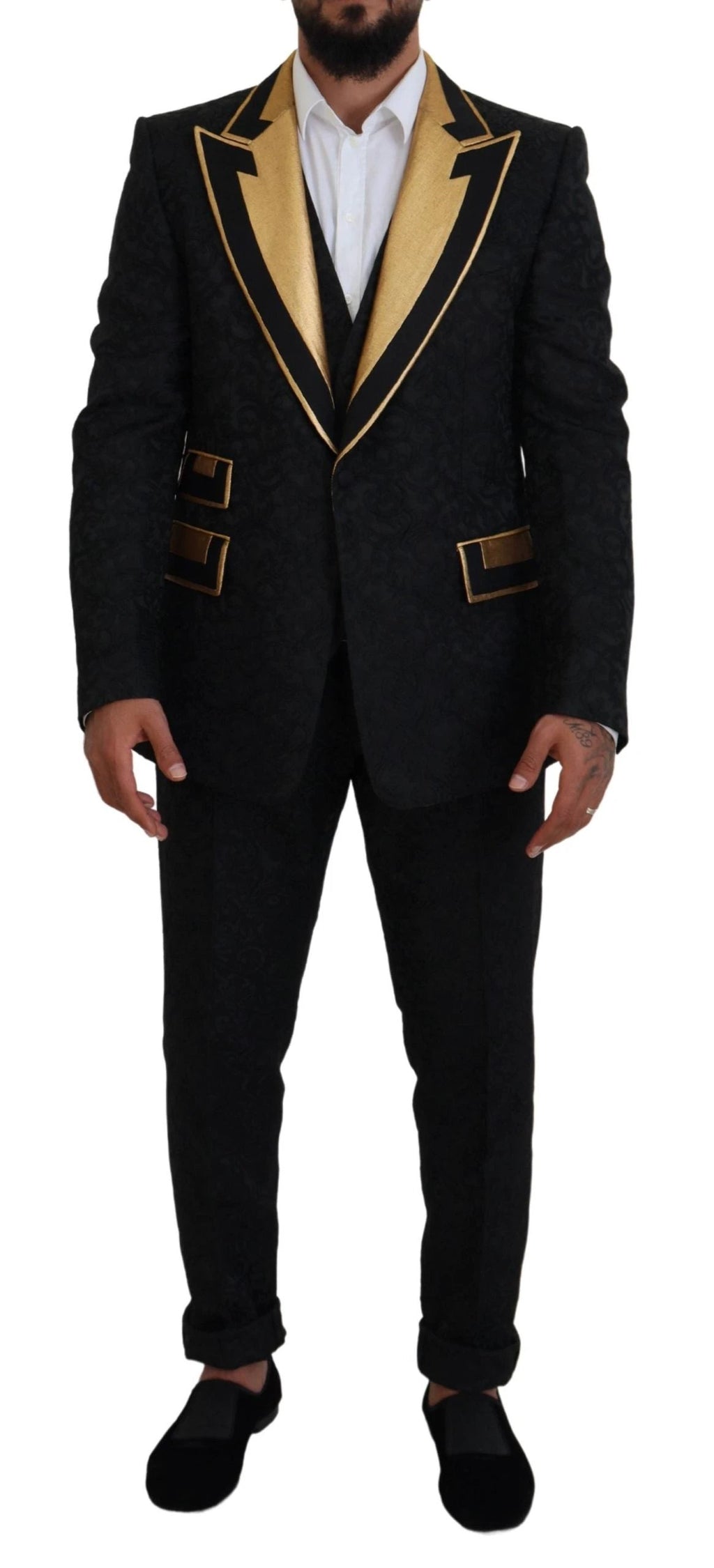 Dolce & Gabbana Black Gold Fantasy Tuxedo Slim Fit Suit by Dolce & Gabbana