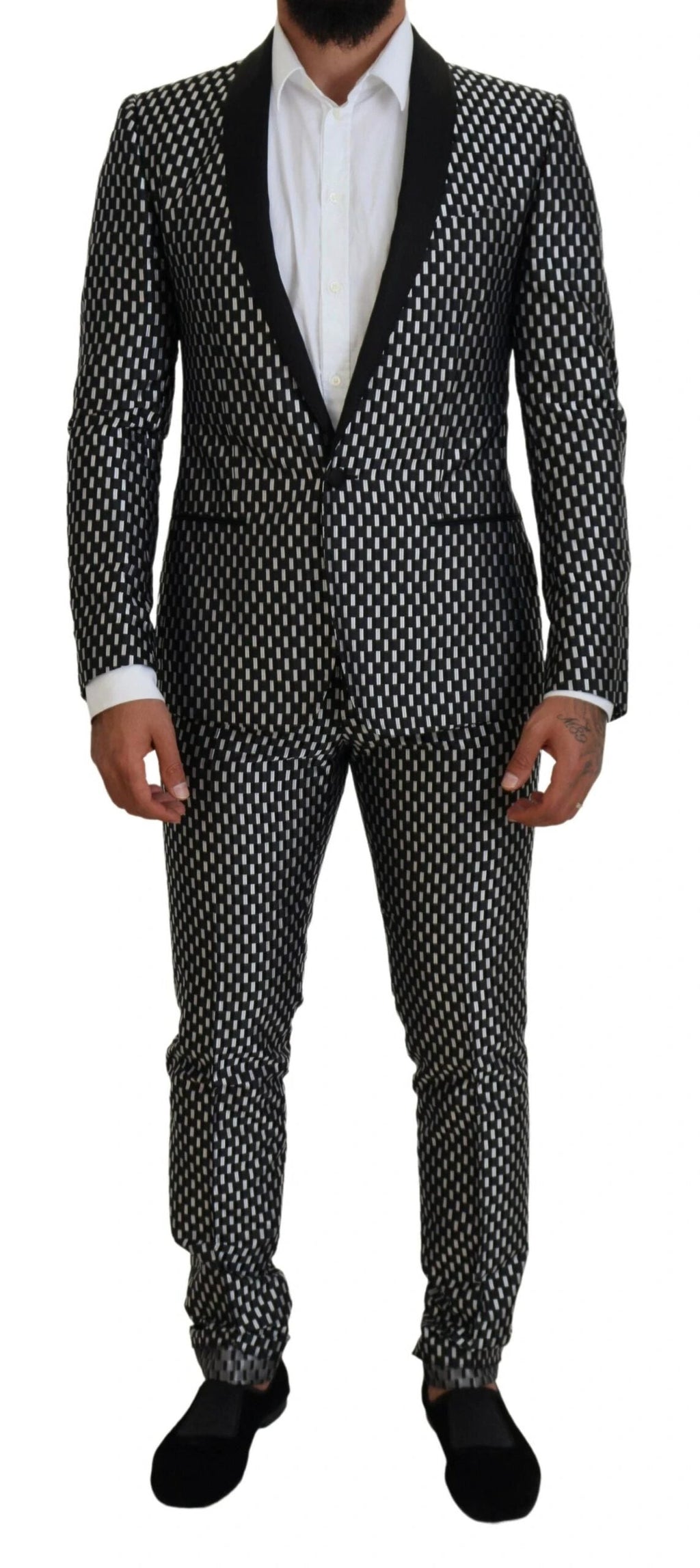 Dolce & Gabbana Black White Silk MARTINI Slim Fit Suit by Dolce & Gabbana