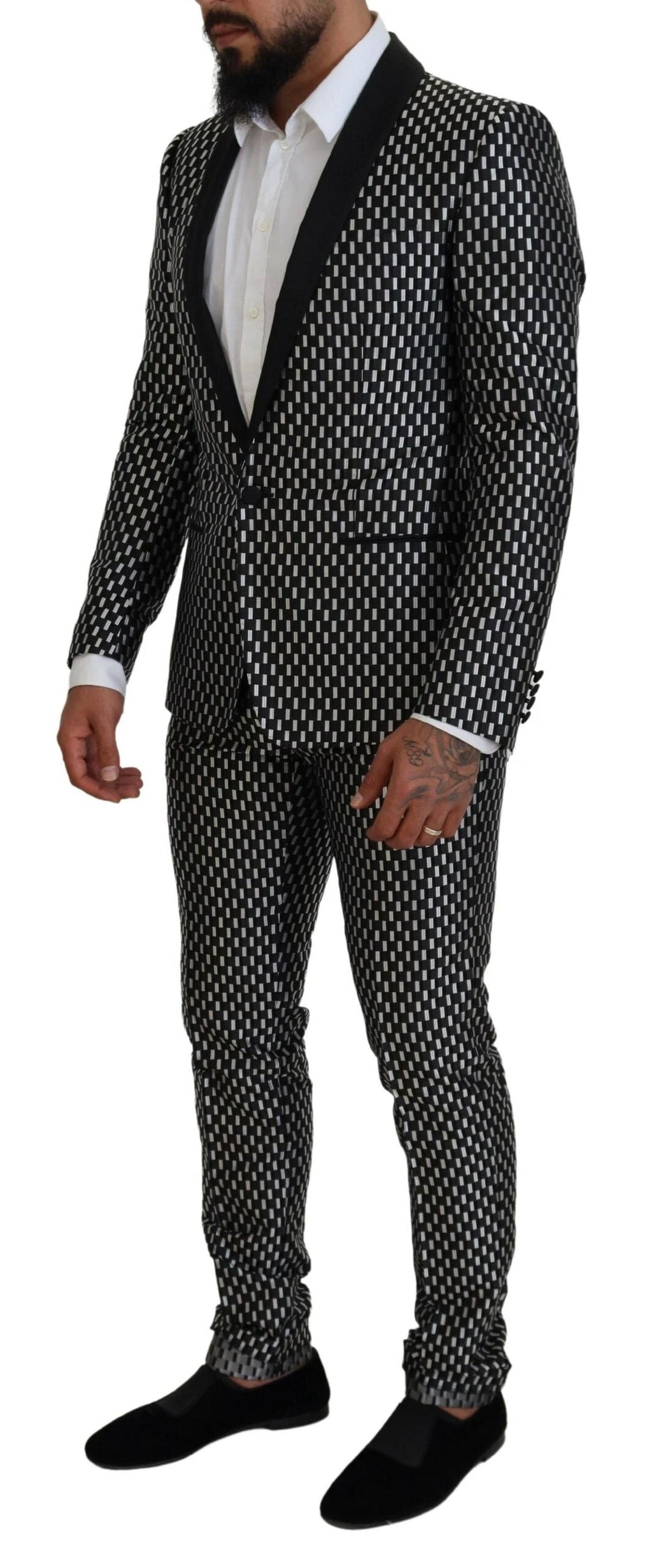 Dolce & Gabbana Black White Silk MARTINI Slim Fit Suit by Dolce & Gabbana