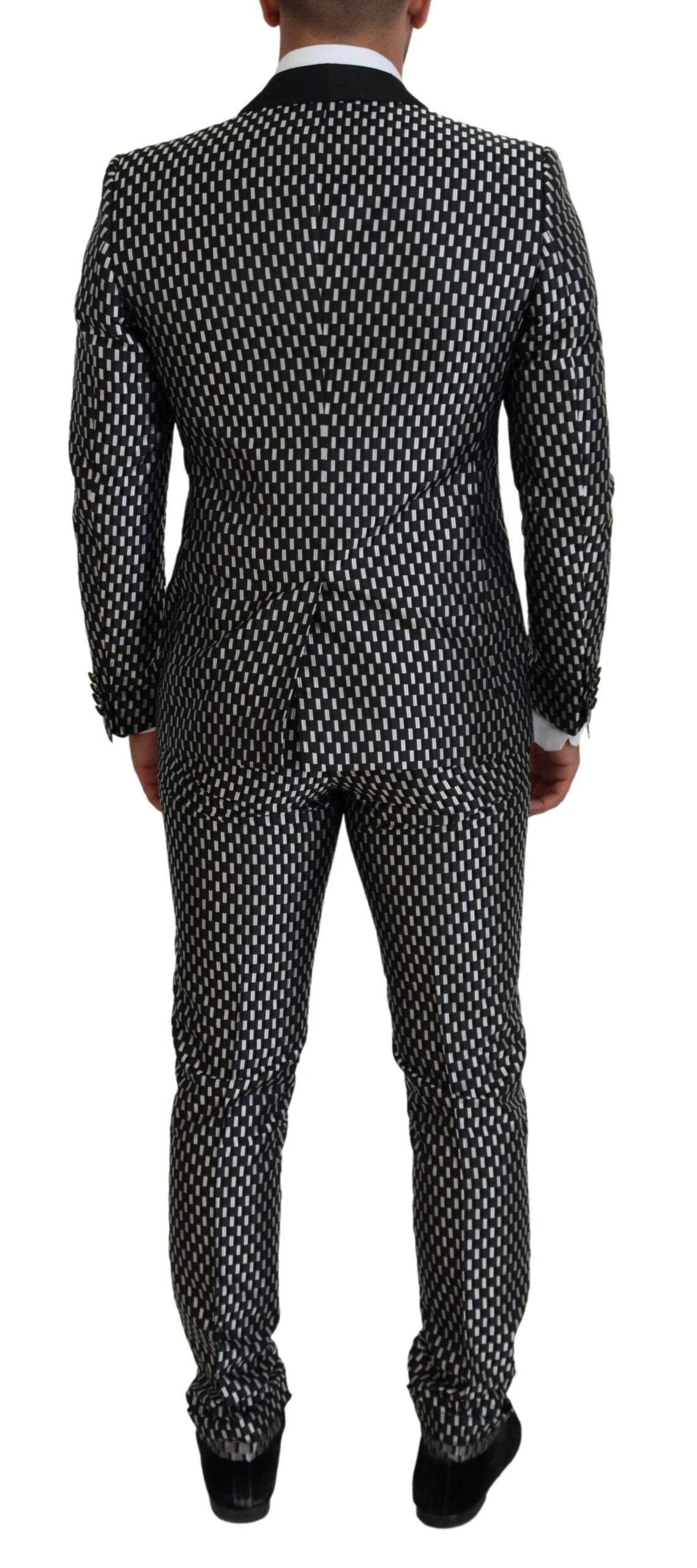 Dolce & Gabbana Black White Silk MARTINI Slim Fit Suit by Dolce & Gabbana