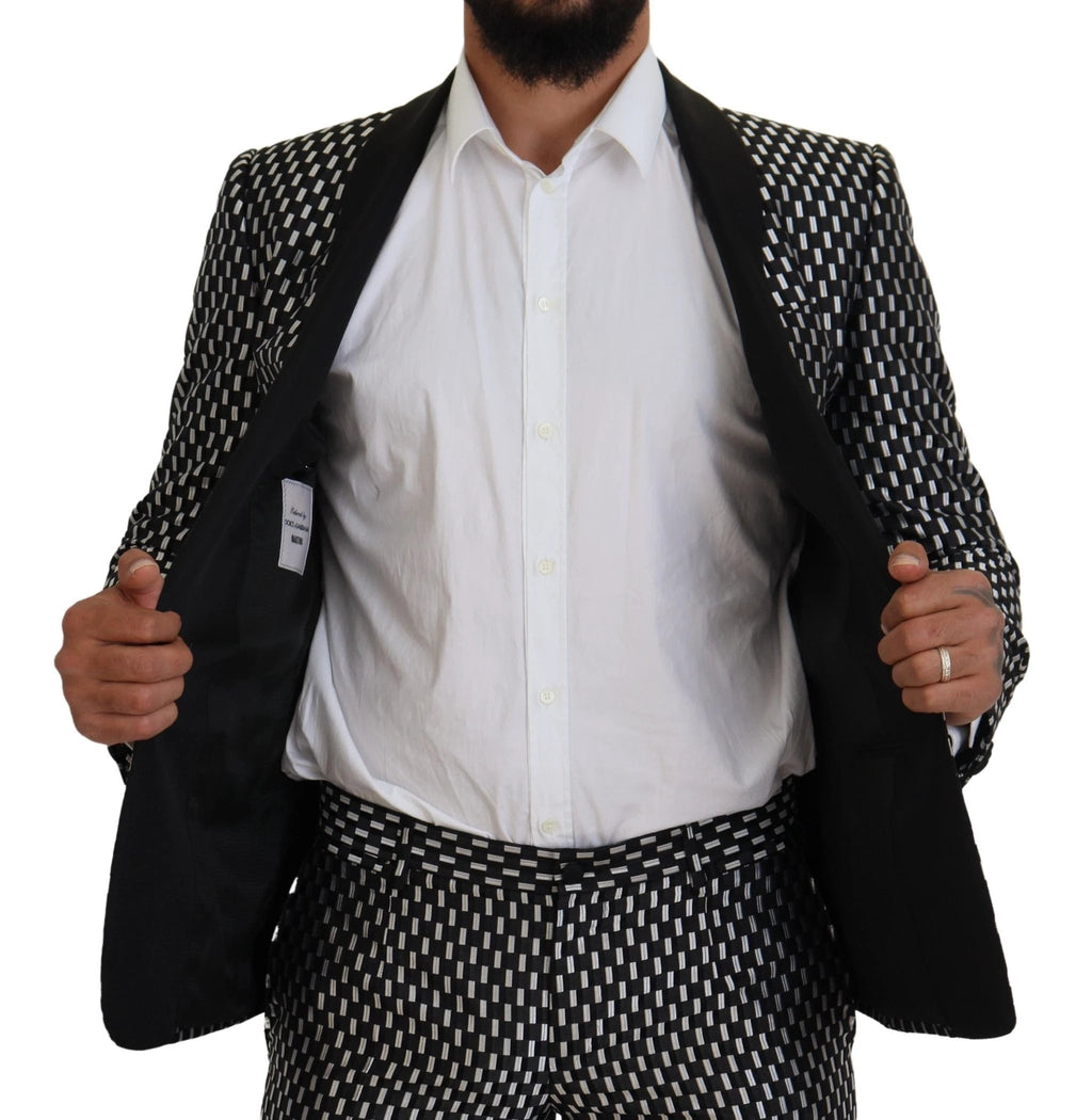 Dolce & Gabbana Black White Silk MARTINI Slim Fit Suit by Dolce & Gabbana