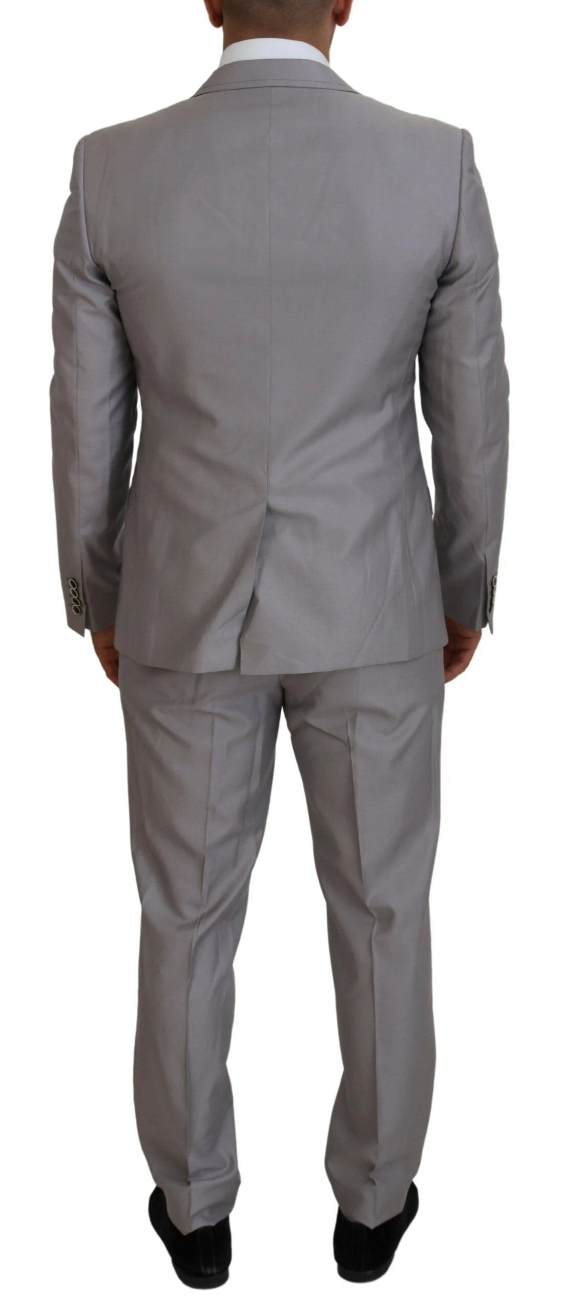 Dolce & Gabbana Silver Wool Silk 3 Piece Slim Fit Suit by Dolce & Gabbana