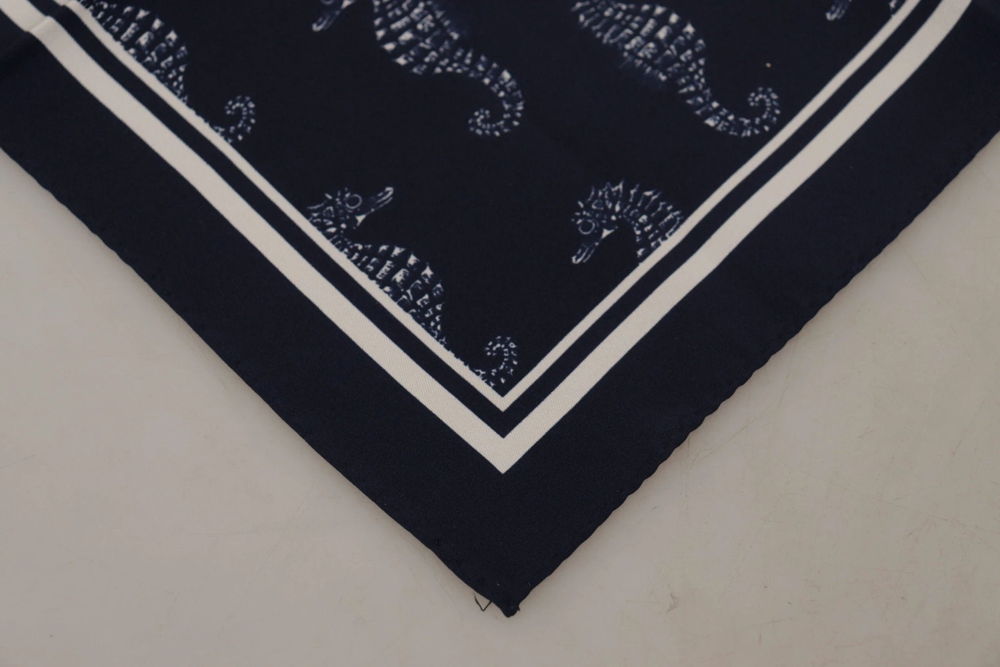 Dolce & Gabbana Blue Seahorse DG Printed Square Handkerchief Scarf by Dolce & Gabbana