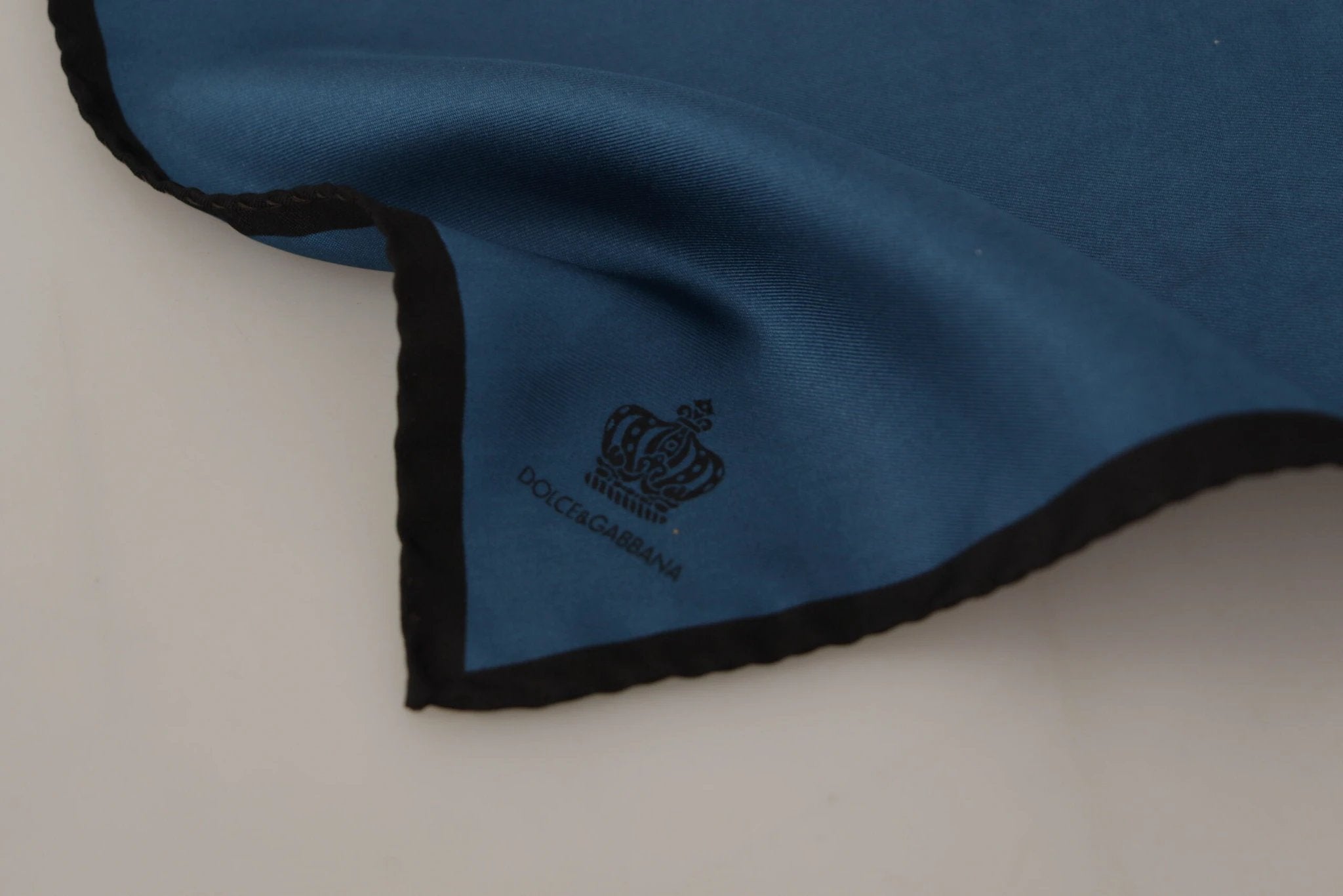 Dolce & Gabbana Black Blue DG Crown Printed Square Handkerchief Scarf by Dolce & Gabbana