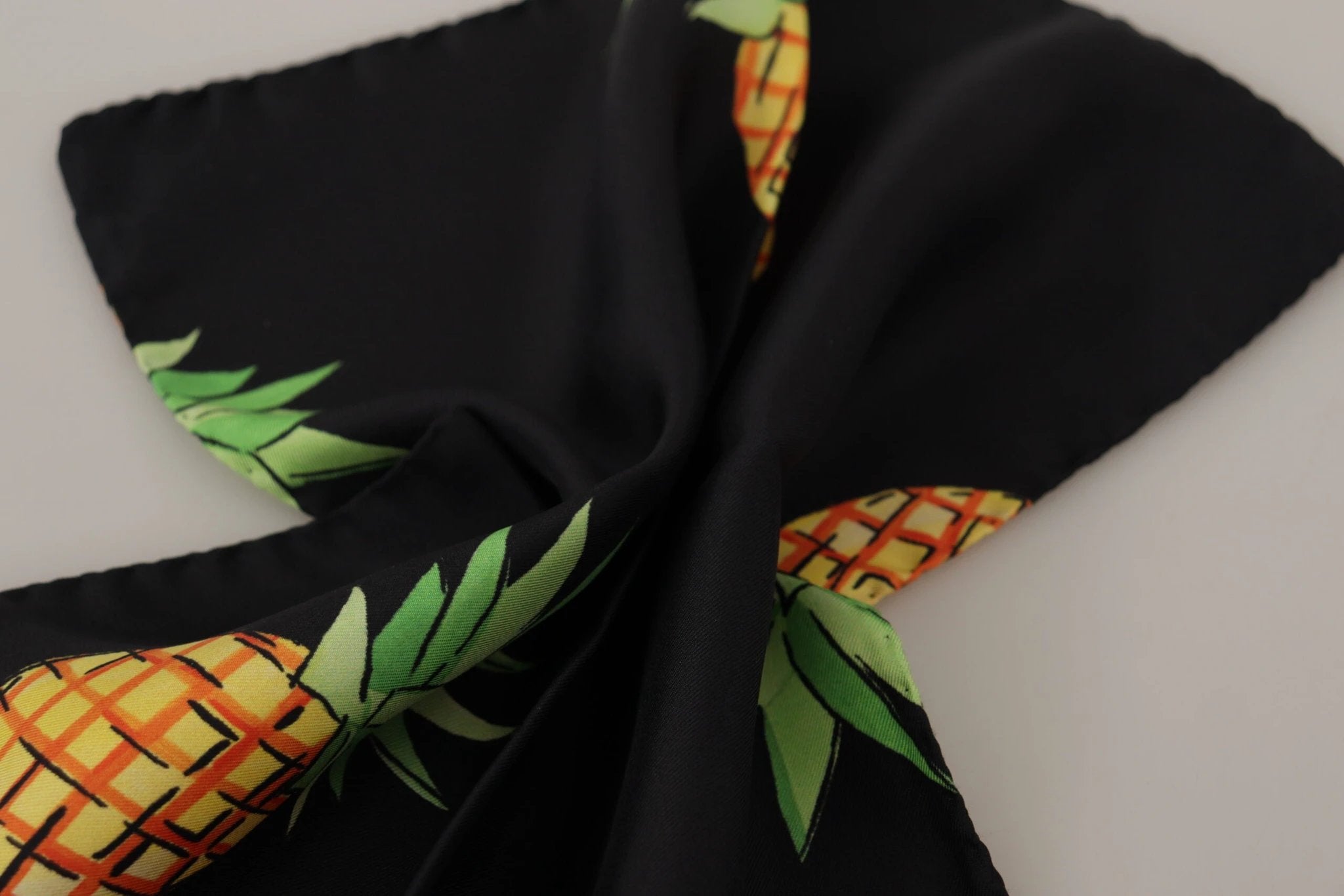 Dolce & Gabbana Black Pineapple Printed Square Handkerchief Scarf by Dolce & Gabbana