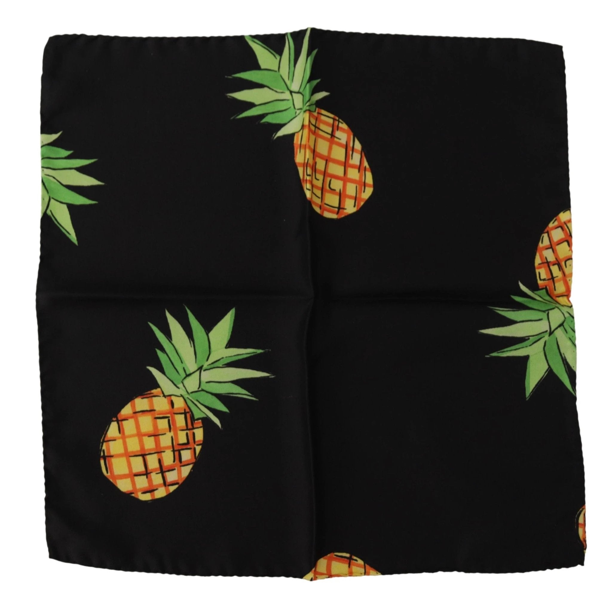 Dolce & Gabbana Black Pineapple Printed Square Handkerchief Scarf by Dolce & Gabbana