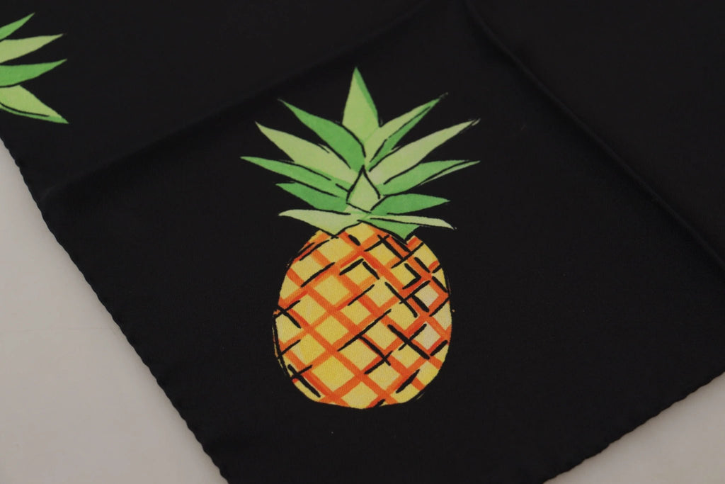 Dolce & Gabbana Black Pineapple Printed Square Handkerchief Scarf by Dolce & Gabbana