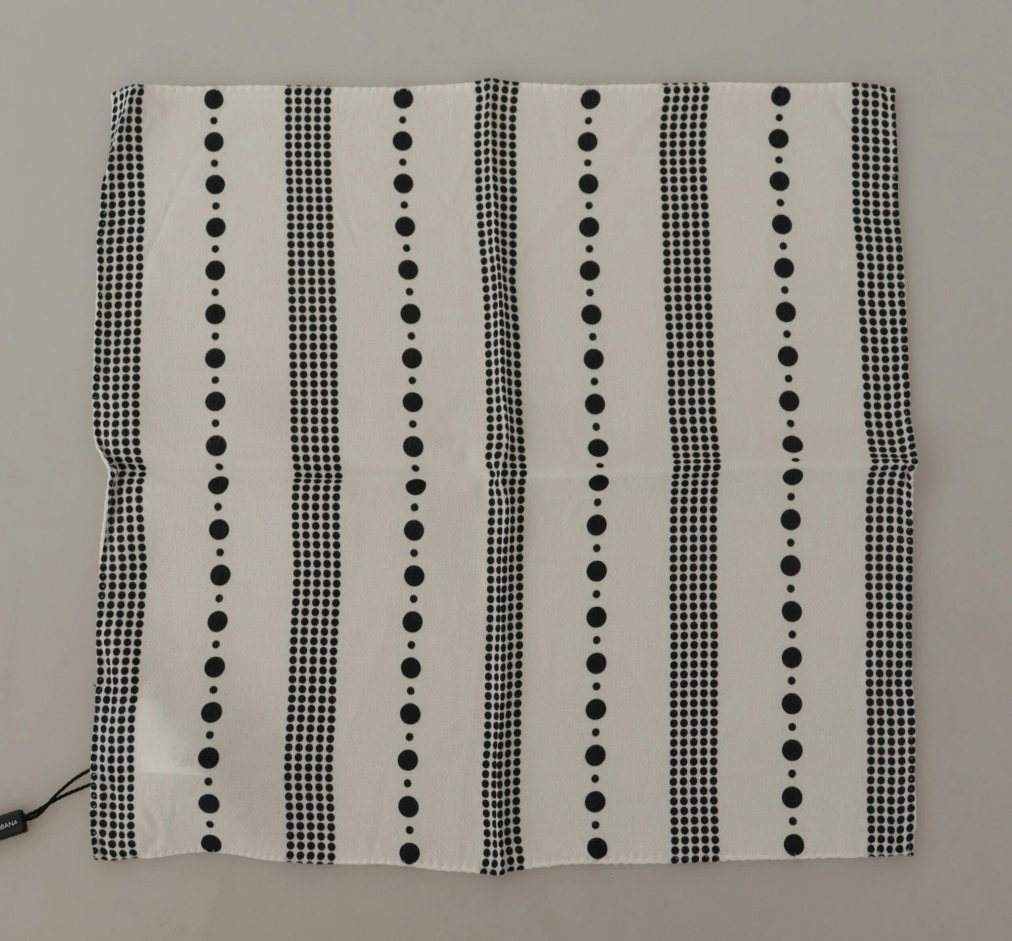 Dolce & Gabbana White Dotted Stripes Square Handkerchief Viscose Scarf by Dolce & Gabbana