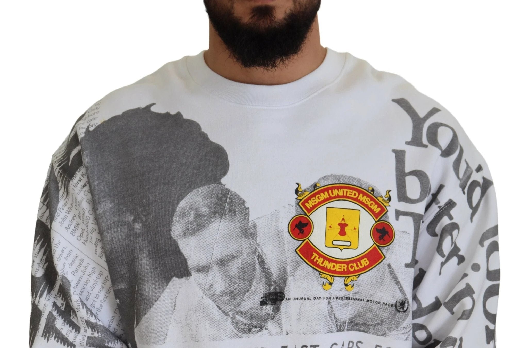 MSGM White Cotton Crewneck Pullover Sweatshirt Sweater by MSGM