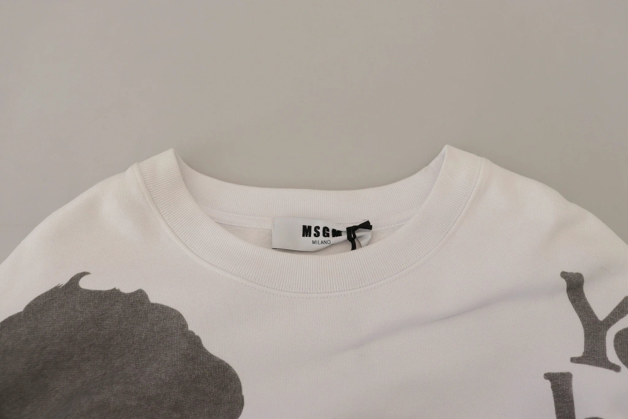 MSGM White Cotton Crewneck Pullover Sweatshirt Sweater by MSGM